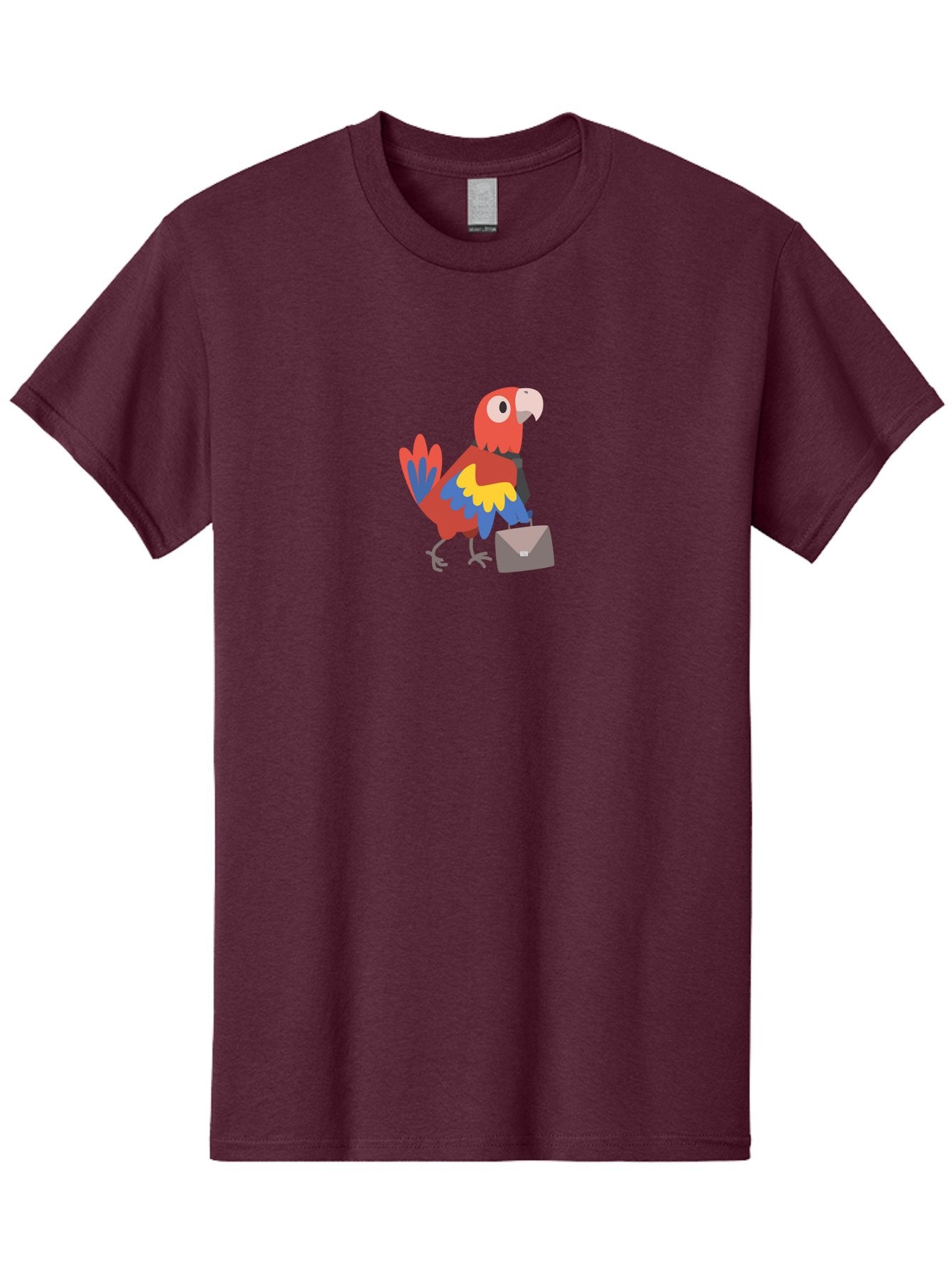 Business-Parrot Men'S Graphic Tee, 100% Cotton, Comfortable Casual Summer Wear, Machine Washable, Cartoon Parrot, Colorful Bird, Briefcase, Business Attire, Office Worker, Tropical Twist, Modern Illustration, Professional Bird, Aab821 6