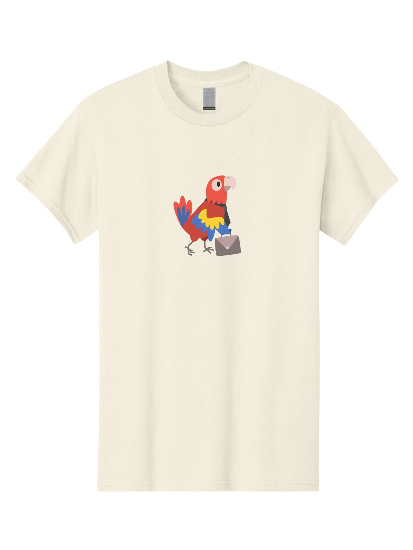Business-Parrot Men'S Graphic Tee, 100% Cotton, Comfortable Casual Summer Wear, Machine Washable, Cartoon Parrot, Colorful Bird, Briefcase, Business Attire, Office Worker, Tropical Twist, Modern Illustration, Professional Bird, Aab821 7