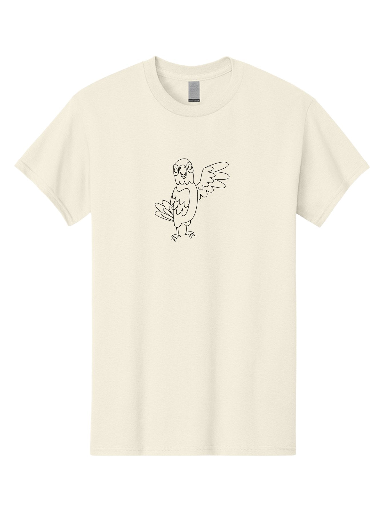 Cartoon-Parrot Men'S Graphic Tee, 100% Cotton, Comfortable Casual Summer Wear, Machine Washable, Cartoon Parrot, Bird Illustration, Simple Drawing, Cute Parrot, Children'S Coloring Page, Simple Art, Animal Drawing, Line Art Aab822 9
