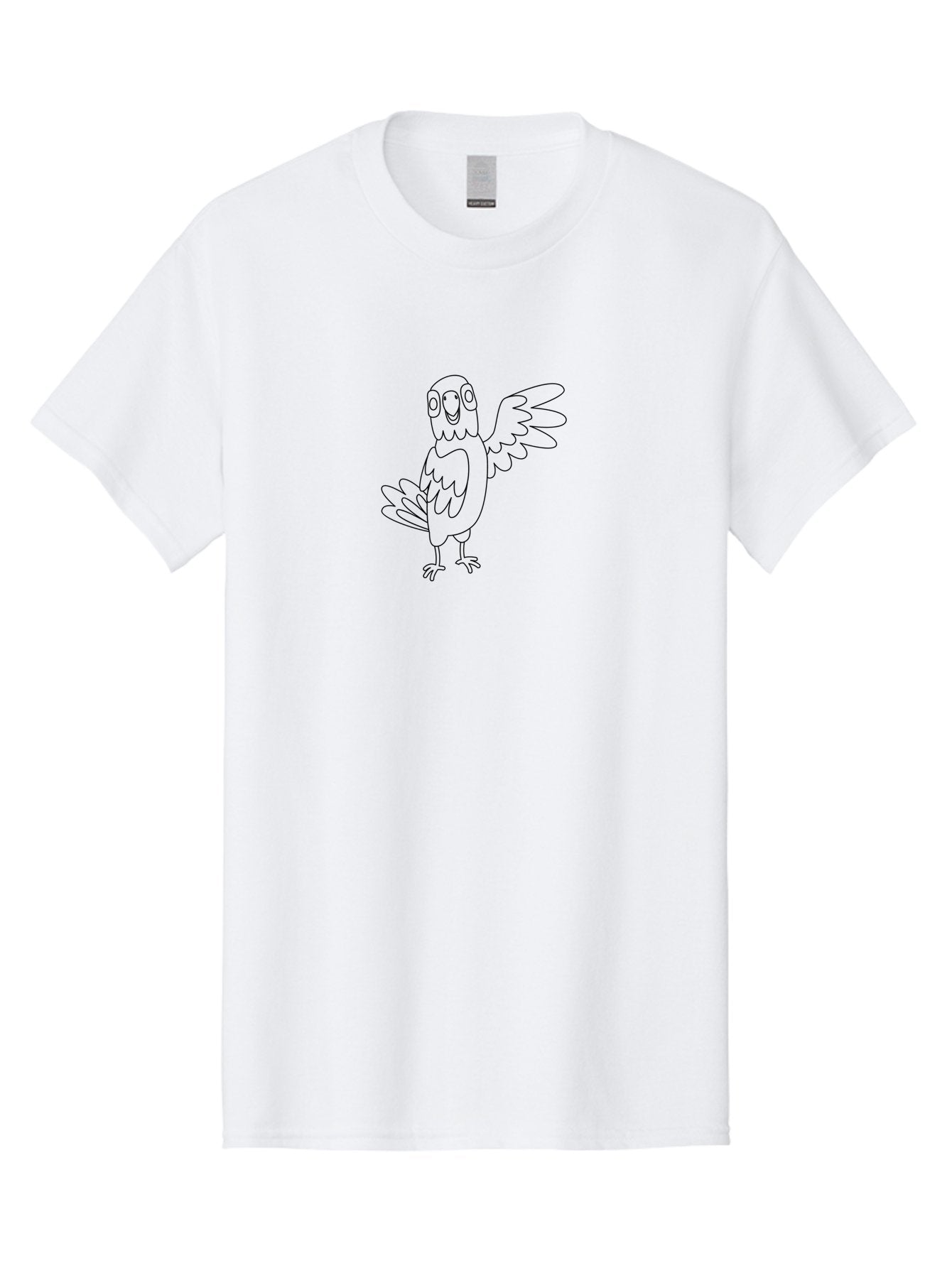 Cartoon-Parrot Men'S Graphic Tee, 100% Cotton, Comfortable Casual Summer Wear, Machine Washable, Cartoon Parrot, Bird Illustration, Simple Drawing, Cute Parrot, Children'S Coloring Page, Simple Art, Animal Drawing, Line Art Aab822 13