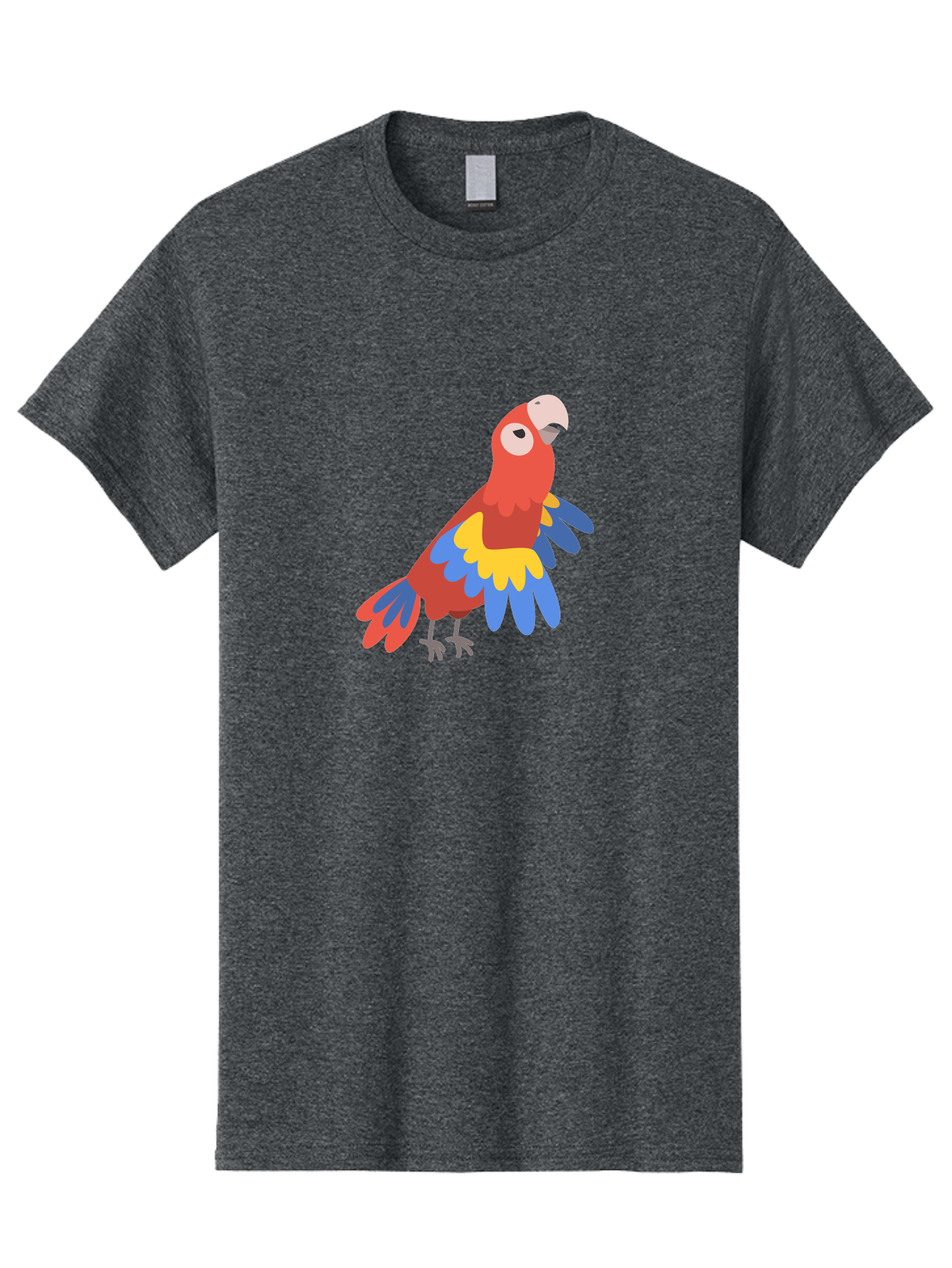 Colorful-Parrot-1 Men'S Graphic Tee, 100% Cotton, Comfortable Casual Summer Wear, Machine Washable, Colorful Parrot, Macaw Bird, Vibrant Plumage, Red, Blue, And Yellow Feathers, Tropical Bird, Cartoon Illustration, Playful Design, Aab824