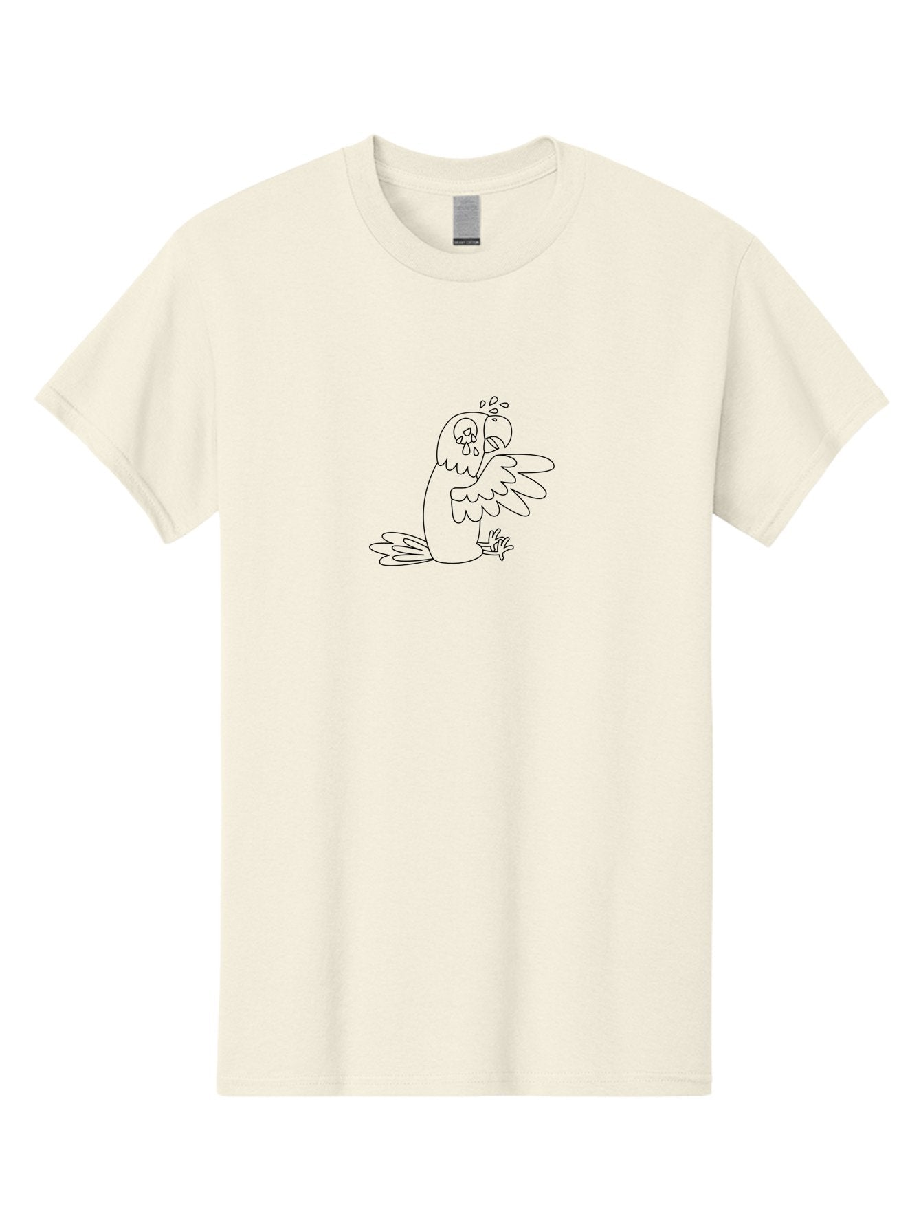 Crying-Parrot-1 Men'S Graphic Tee, 100% Cotton, Comfortable Casual Summer Wear, Machine Washable, Sad Parrot, Crying Bird, Emotional Animal, Distressed Pet, Sorrowful Creature, Tears Falling, Black And White Illustration, Simple Line Art, Aab826