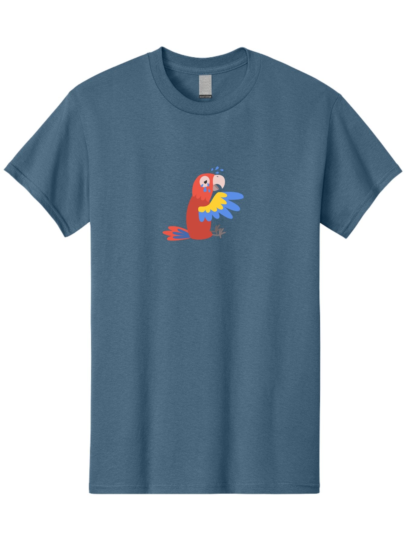 Crying-Parrot Men'S Graphic Tee, 100% Cotton, Comfortable Casual Summer Wear, Machine Washable, Sad Parrot, Crying Bird, Vibrant Feathers, Colorful Wings, Emotional Expression, Cartoon Style, Blue Tears, Yellow And Blue Wings, Red Plumage Aab828 15