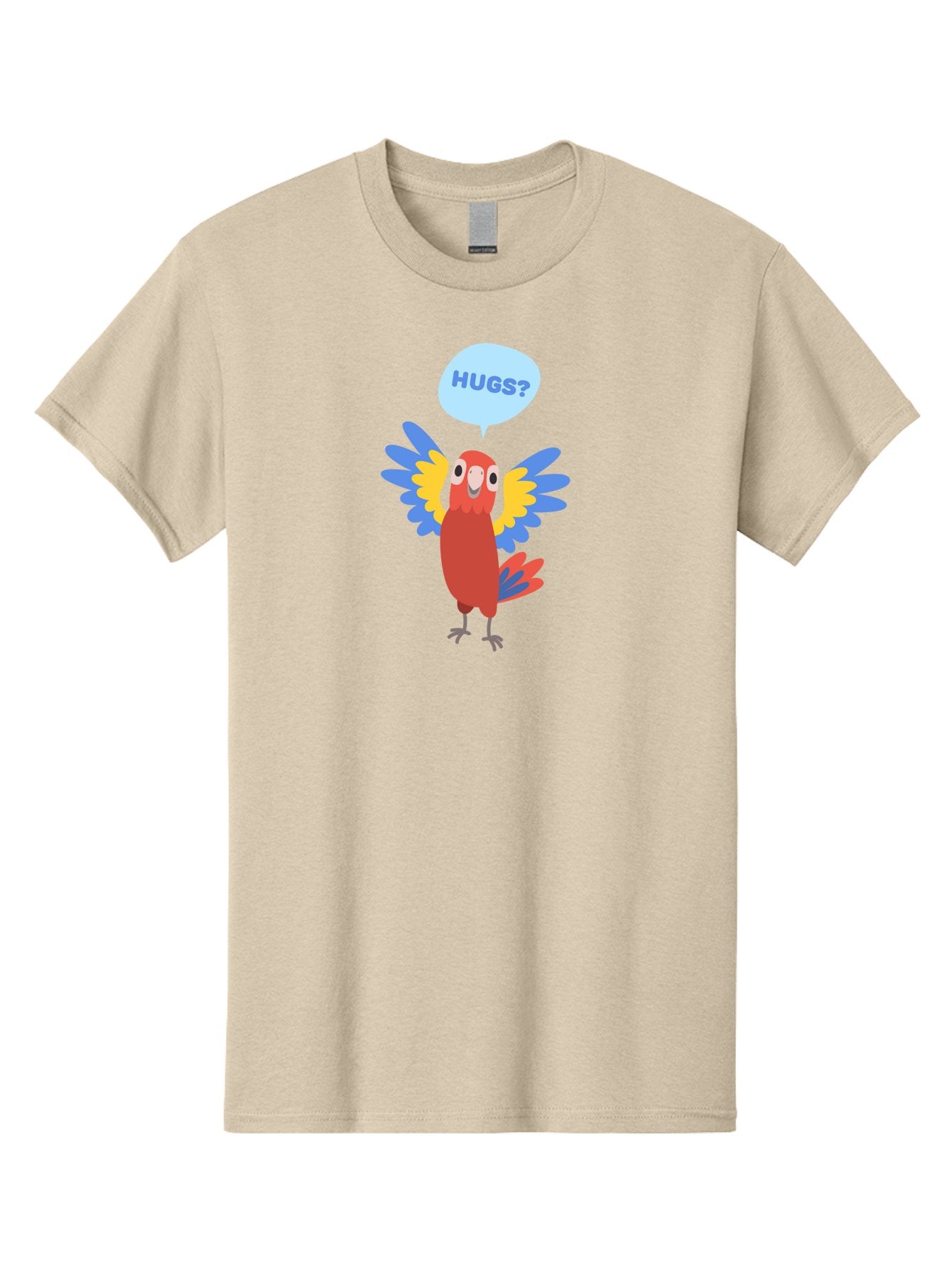 Hugs Men'S Graphic Tee, 100% Cotton, Comfortable Casual Summer Wear, Machine Washable, Cute Cartoon Parrot, Colorful Parrot, Bird Giving Hugs, Affectionate Animal, Adorable Creature, Vibrant Feathers, Friendly Parrot, Hugs, Aab832 14