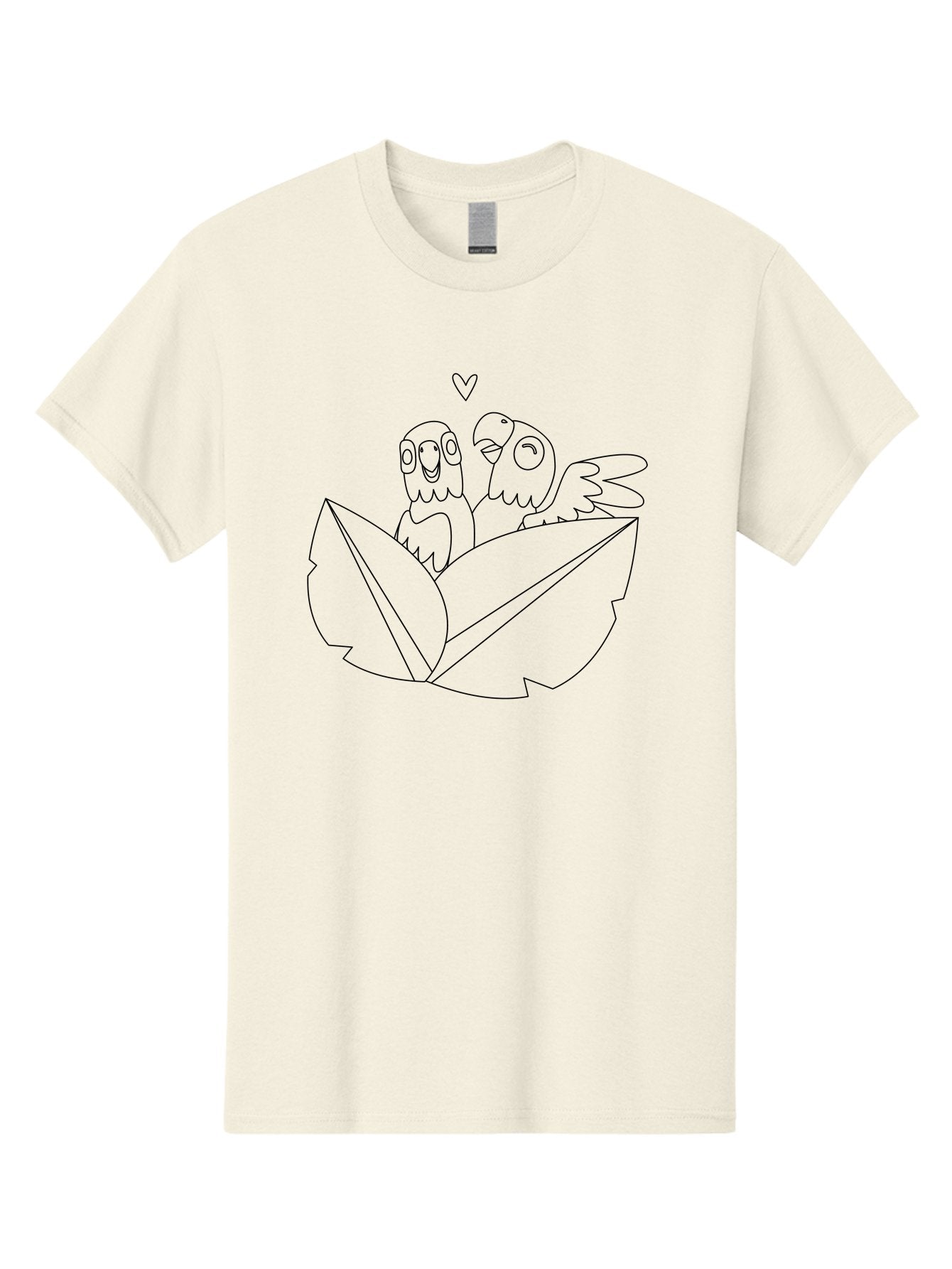 Love-Parrots Men'S Graphic Tee, 100% Cotton, Comfortable Casual Summer Wear, Machine Washable, Love Birds, Parrot Couple, Heart Symbol, Cute Animals, Bird Illustrations, Tropical Birds, Cartoon Parrots, Adorable Parrots, Nature Graphics Aab836