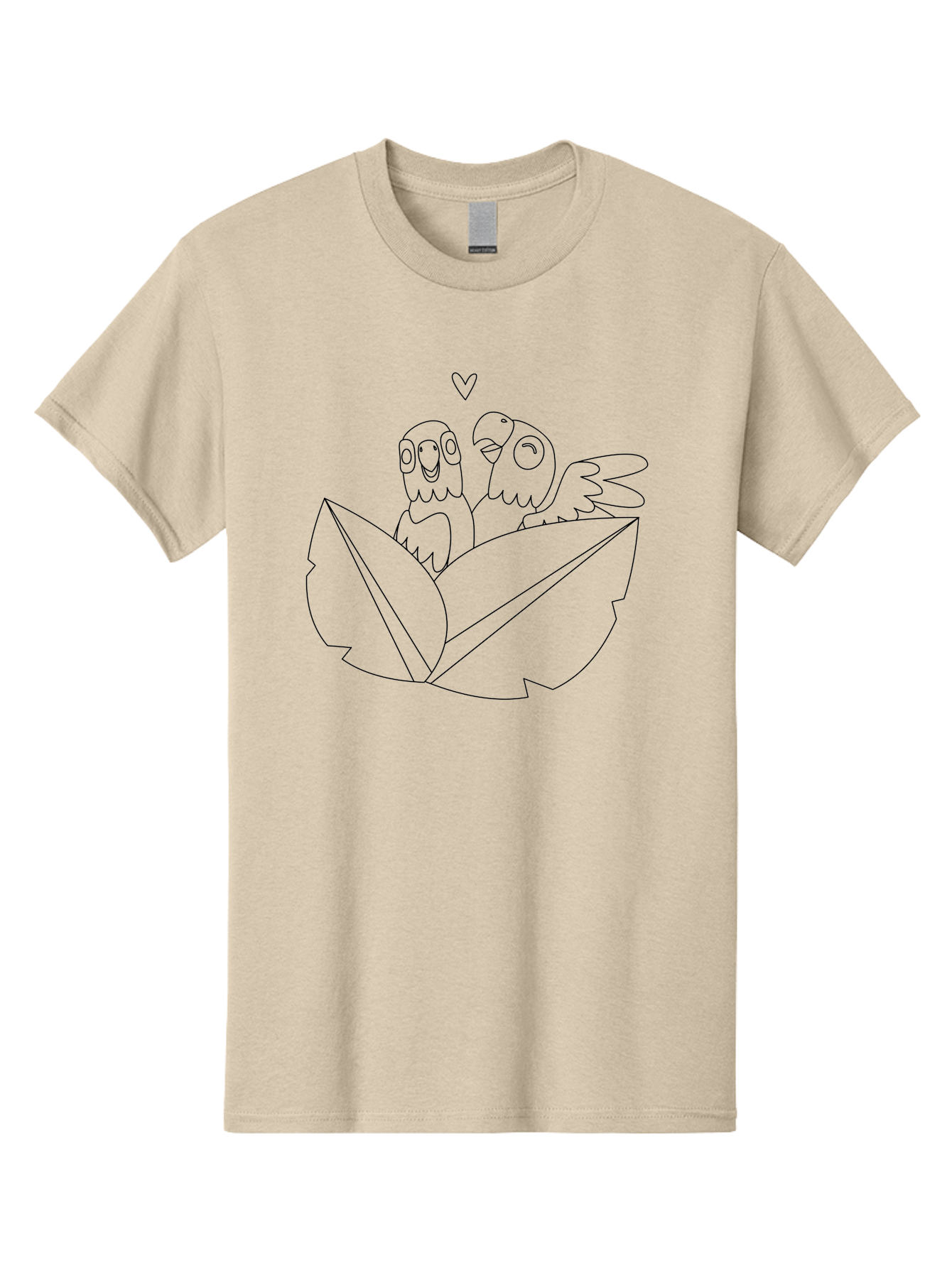 Love-Parrots Men'S Graphic Tee, 100% Cotton, Comfortable Casual Summer Wear, Machine Washable, Love Birds, Parrot Couple, Heart Symbol, Cute Animals, Bird Illustrations, Tropical Birds, Cartoon Parrots, Adorable Parrots, Nature Graphics Aab836