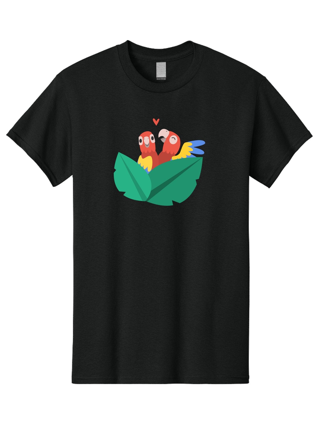Lovebirds-Parrots Men'S Graphic Tee, 100% Cotton, Comfortable Casual Summer Wear, Machine Washable, Two Parrots, Red Parrots, Yellow And Blue Wings, Love Birds, Cartoon Parrots, Parrot Couple, Parrot Love, Bird Lovers Aab837 9