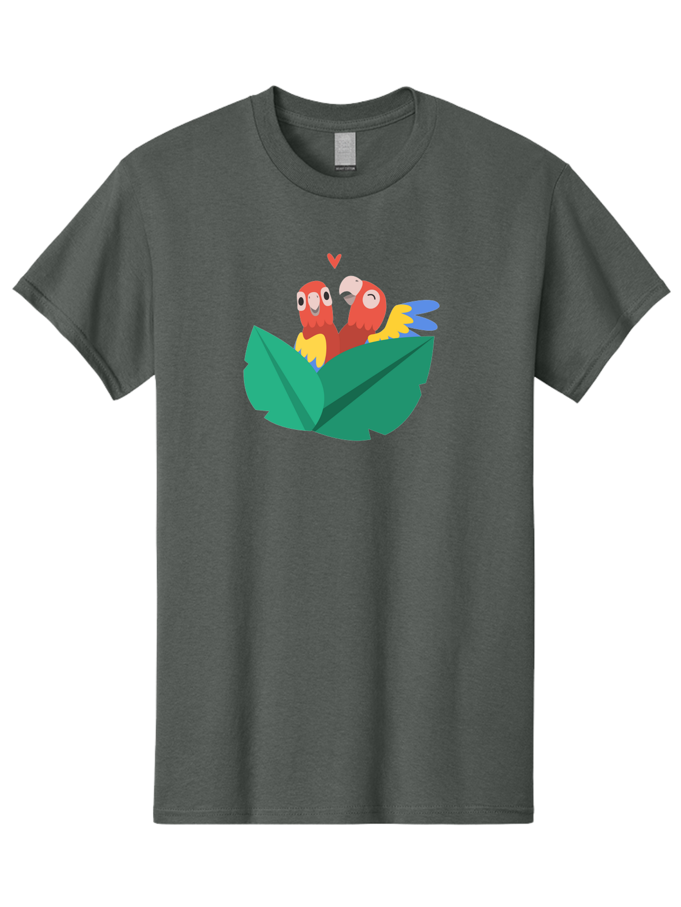Lovebirds-Parrots Men'S Graphic Tee, 100% Cotton, Comfortable Casual Summer Wear, Machine Washable, Two Parrots, Red Parrots, Yellow And Blue Wings, Love Birds, Cartoon Parrots, Parrot Couple, Parrot Love, Bird Lovers Aab837 17