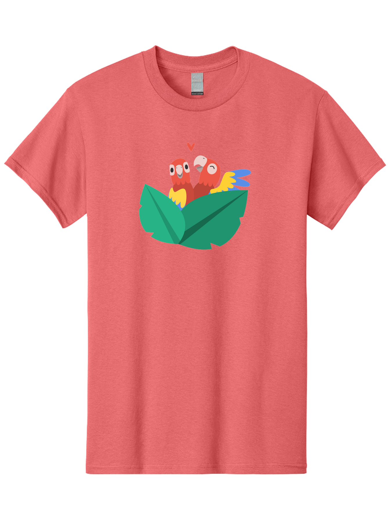 Lovebirds-Parrots Men'S Graphic Tee, 100% Cotton, Comfortable Casual Summer Wear, Machine Washable, Two Parrots, Red Parrots, Yellow And Blue Wings, Love Birds, Cartoon Parrots, Parrot Couple, Parrot Love, Bird Lovers Aab837 15