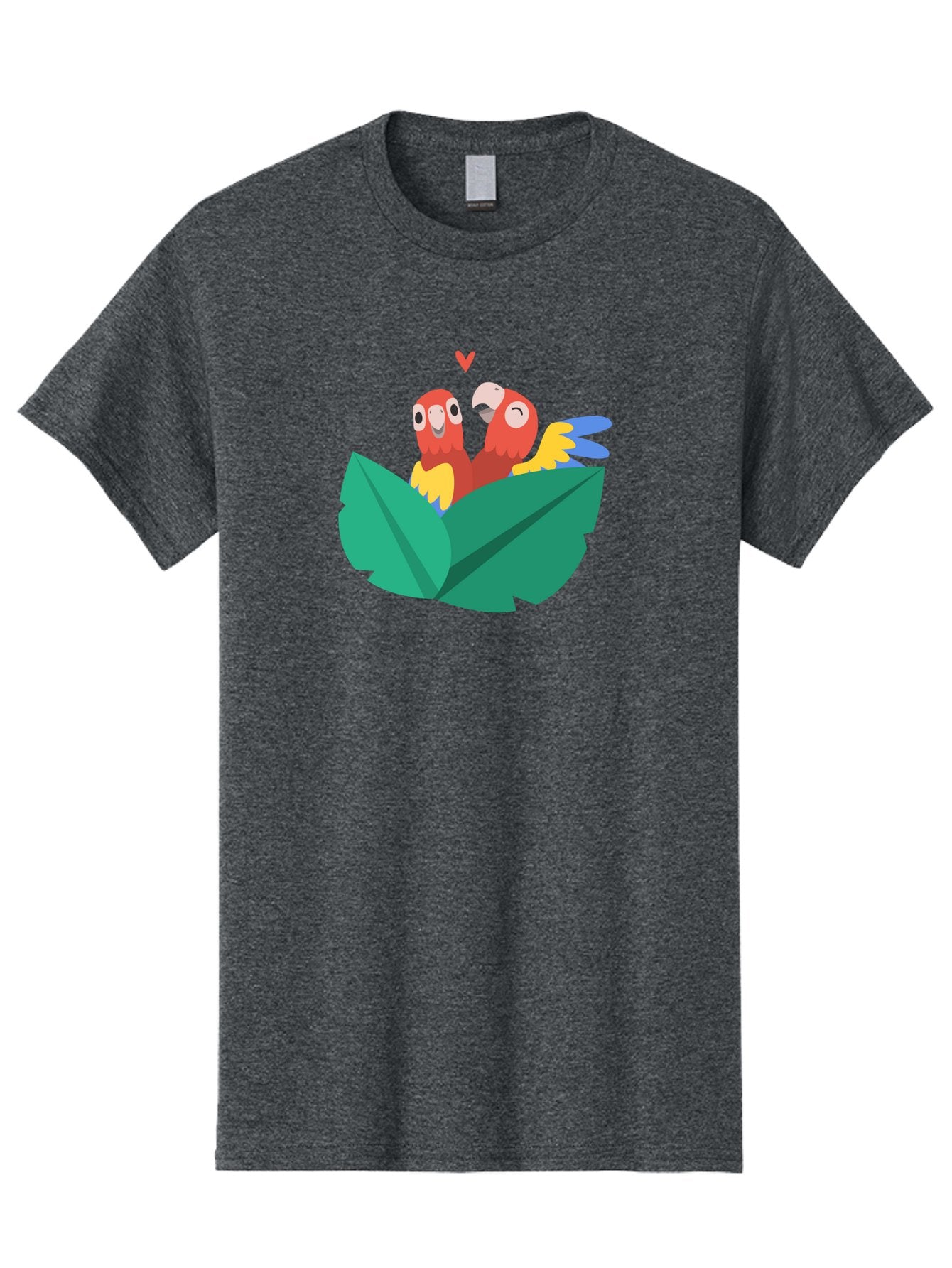 Lovebirds-Parrots Men'S Graphic Tee, 100% Cotton, Comfortable Casual Summer Wear, Machine Washable, Two Parrots, Red Parrots, Yellow And Blue Wings, Love Birds, Cartoon Parrots, Parrot Couple, Parrot Love, Bird Lovers Aab837 14