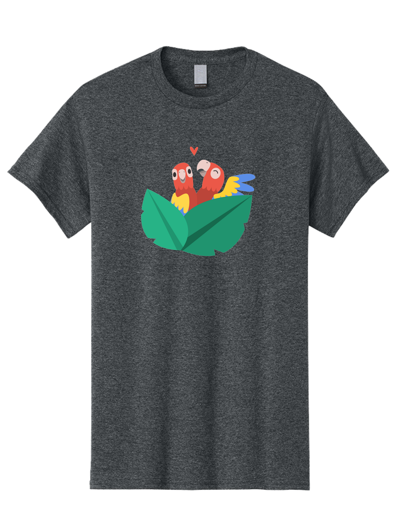 Lovebirds-Parrots Men'S Graphic Tee, 100% Cotton, Comfortable Casual Summer Wear, Machine Washable, Two Parrots, Red Parrots, Yellow And Blue Wings, Love Birds, Cartoon Parrots, Parrot Couple, Parrot Love, Bird Lovers Aab837 3