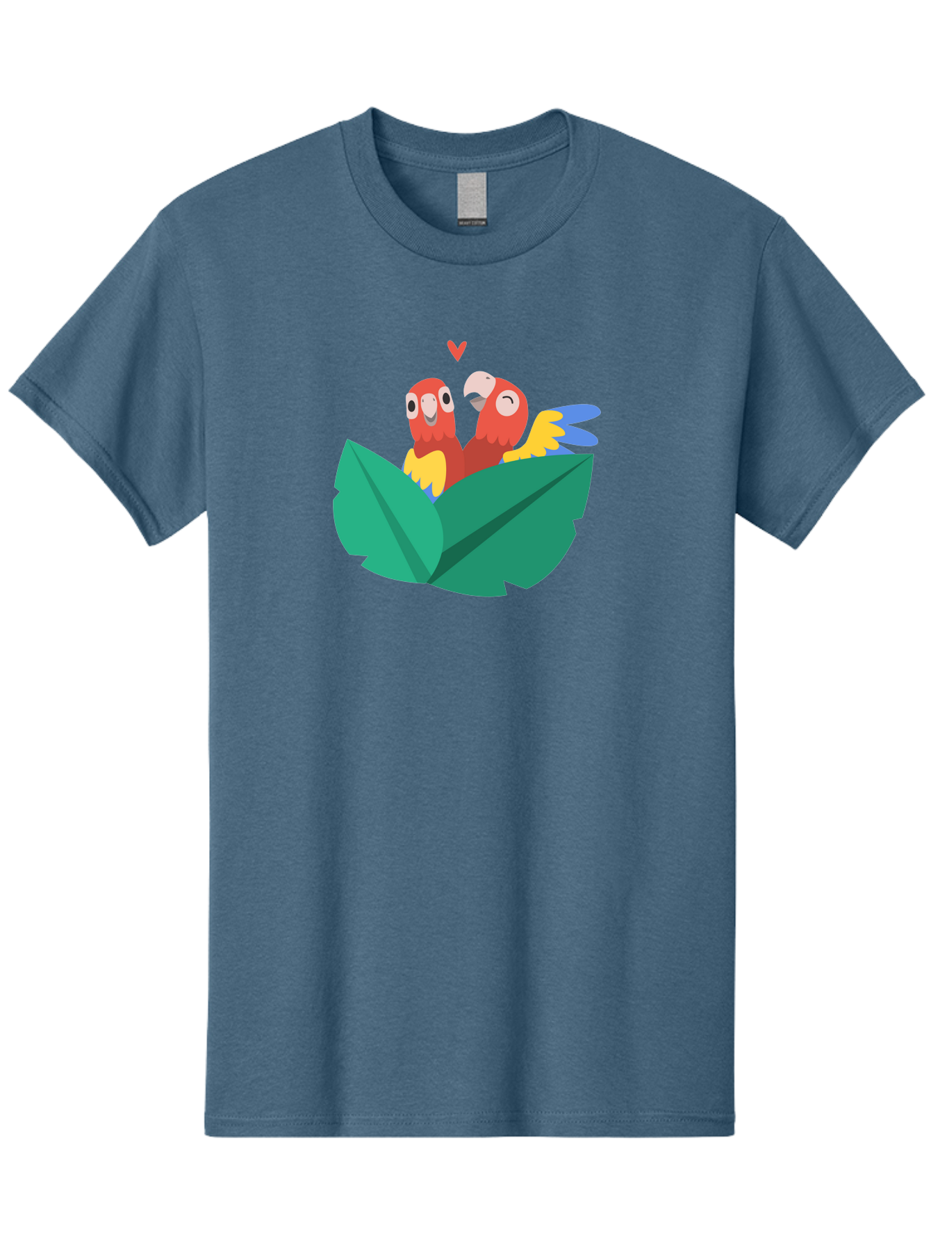 Lovebirds-Parrots Men'S Graphic Tee, 100% Cotton, Comfortable Casual Summer Wear, Machine Washable, Two Parrots, Red Parrots, Yellow And Blue Wings, Love Birds, Cartoon Parrots, Parrot Couple, Parrot Love, Bird Lovers Aab837 11