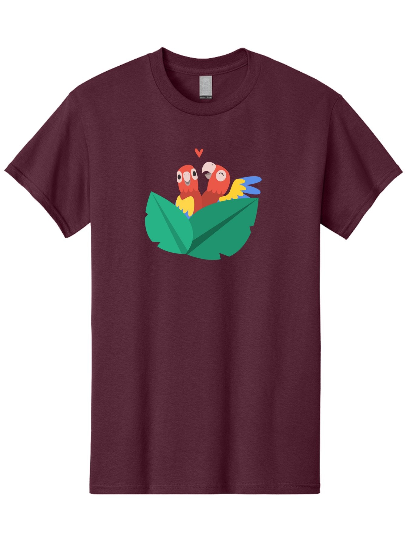 Lovebirds-Parrots Men'S Graphic Tee, 100% Cotton, Comfortable Casual Summer Wear, Machine Washable, Two Parrots, Red Parrots, Yellow And Blue Wings, Love Birds, Cartoon Parrots, Parrot Couple, Parrot Love, Bird Lovers Aab837 11
