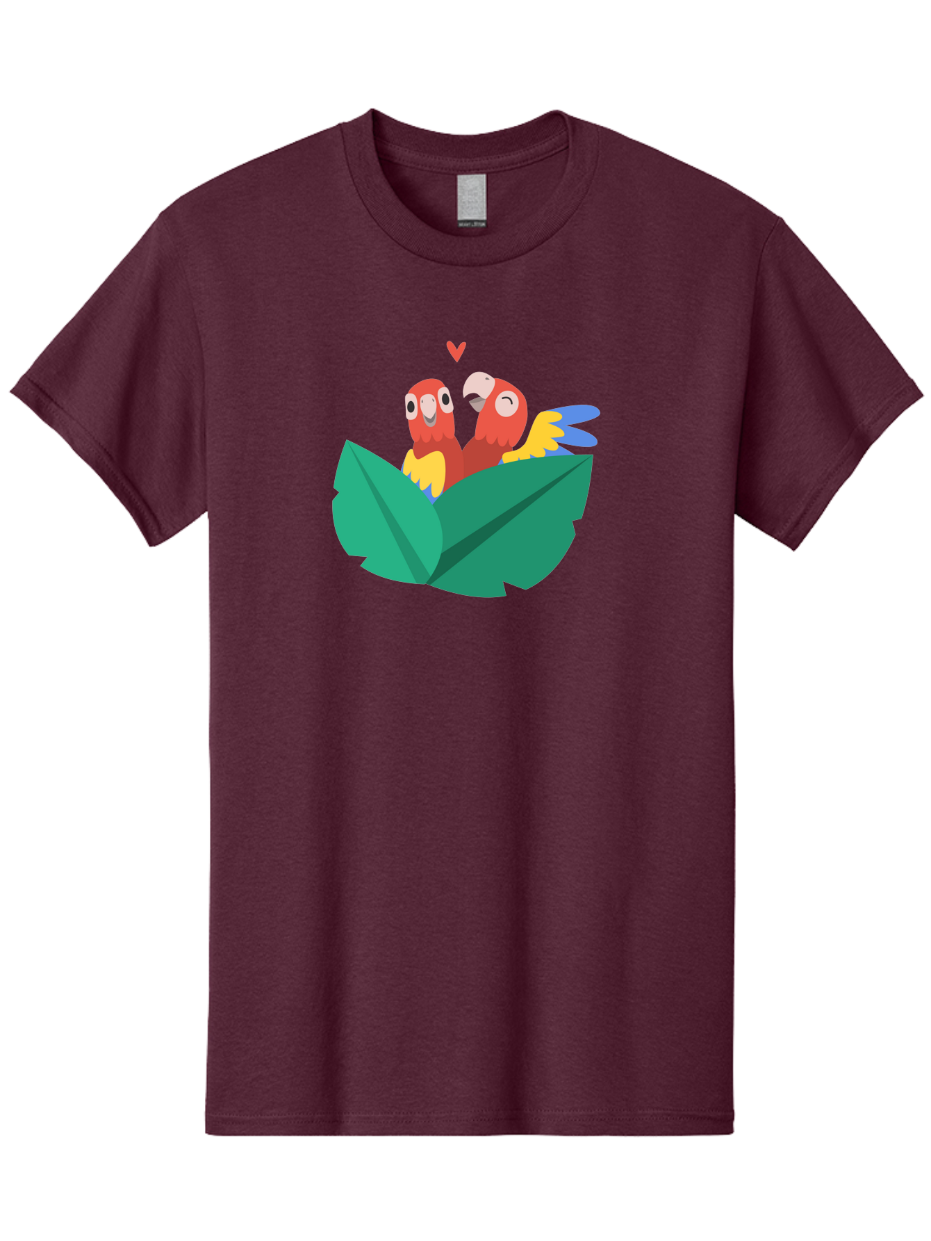 Lovebirds-Parrots Men'S Graphic Tee, 100% Cotton, Comfortable Casual Summer Wear, Machine Washable, Two Parrots, Red Parrots, Yellow And Blue Wings, Love Birds, Cartoon Parrots, Parrot Couple, Parrot Love, Bird Lovers Aab837 7
