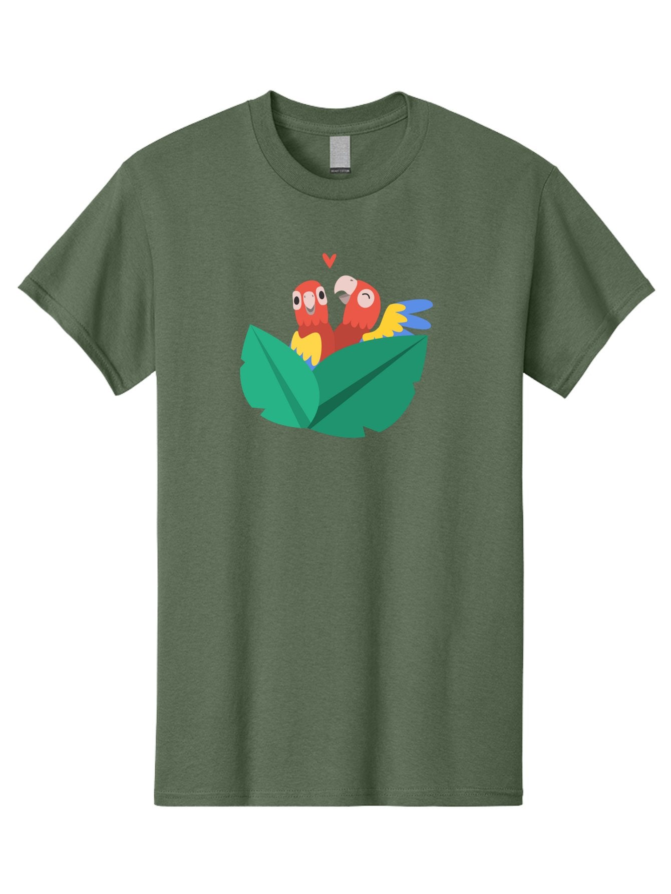 Lovebirds-Parrots Men'S Graphic Tee, 100% Cotton, Comfortable Casual Summer Wear, Machine Washable, Two Parrots, Red Parrots, Yellow And Blue Wings, Love Birds, Cartoon Parrots, Parrot Couple, Parrot Love, Bird Lovers Aab837 12