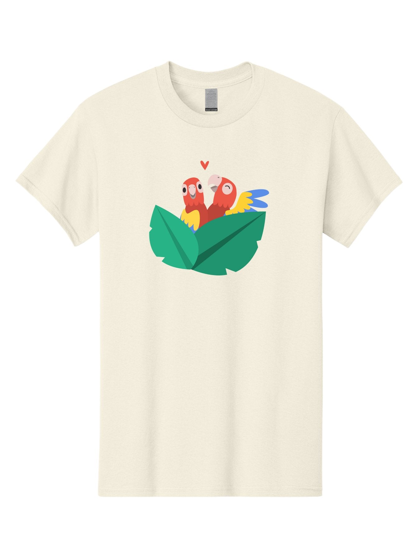 Lovebirds-Parrots Men'S Graphic Tee, 100% Cotton, Comfortable Casual Summer Wear, Machine Washable, Two Parrots, Red Parrots, Yellow And Blue Wings, Love Birds, Cartoon Parrots, Parrot Couple, Parrot Love, Bird Lovers Aab837 7