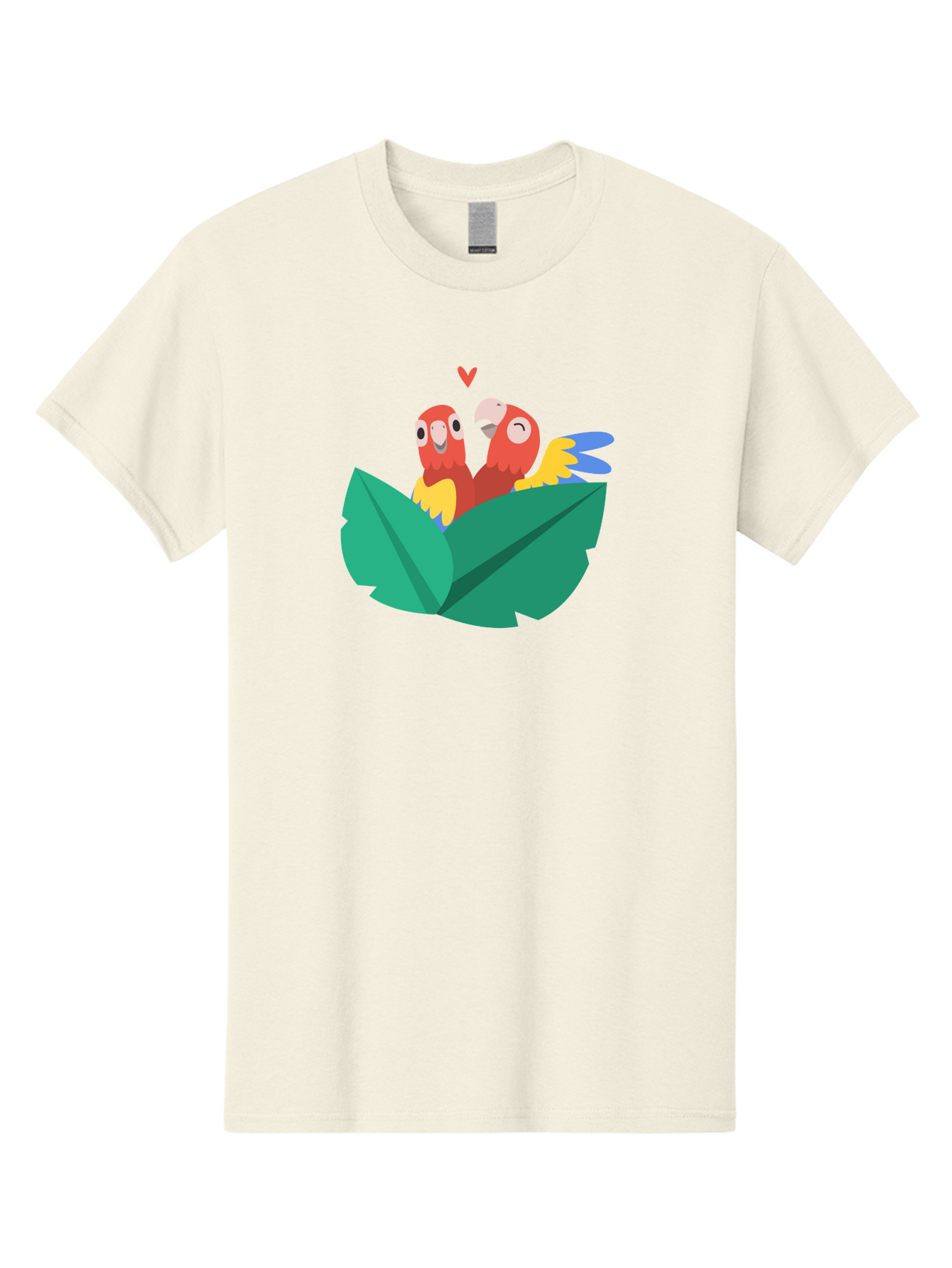 Lovebirds-Parrots Men'S Graphic Tee, 100% Cotton, Comfortable Casual Summer Wear, Machine Washable, Two Parrots, Red Parrots, Yellow And Blue Wings, Love Birds, Cartoon Parrots, Parrot Couple, Parrot Love, Bird Lovers Aab837 25
