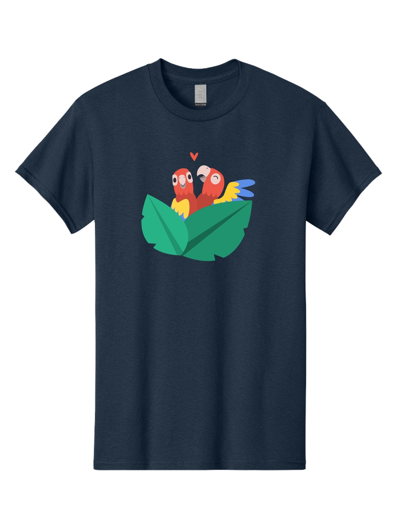 Lovebirds-Parrots Men'S Graphic Tee, 100% Cotton, Comfortable Casual Summer Wear, Machine Washable, Two Parrots, Red Parrots, Yellow And Blue Wings, Love Birds, Cartoon Parrots, Parrot Couple, Parrot Love, Bird Lovers Aab837
