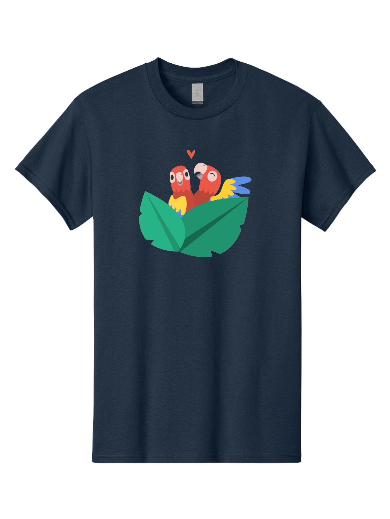 Lovebirds-Parrots Men'S Graphic Tee, 100% Cotton, Comfortable Casual Summer Wear, Machine Washable, Two Parrots, Red Parrots, Yellow And Blue Wings, Love Birds, Cartoon Parrots, Parrot Couple, Parrot Love, Bird Lovers Aab837 19