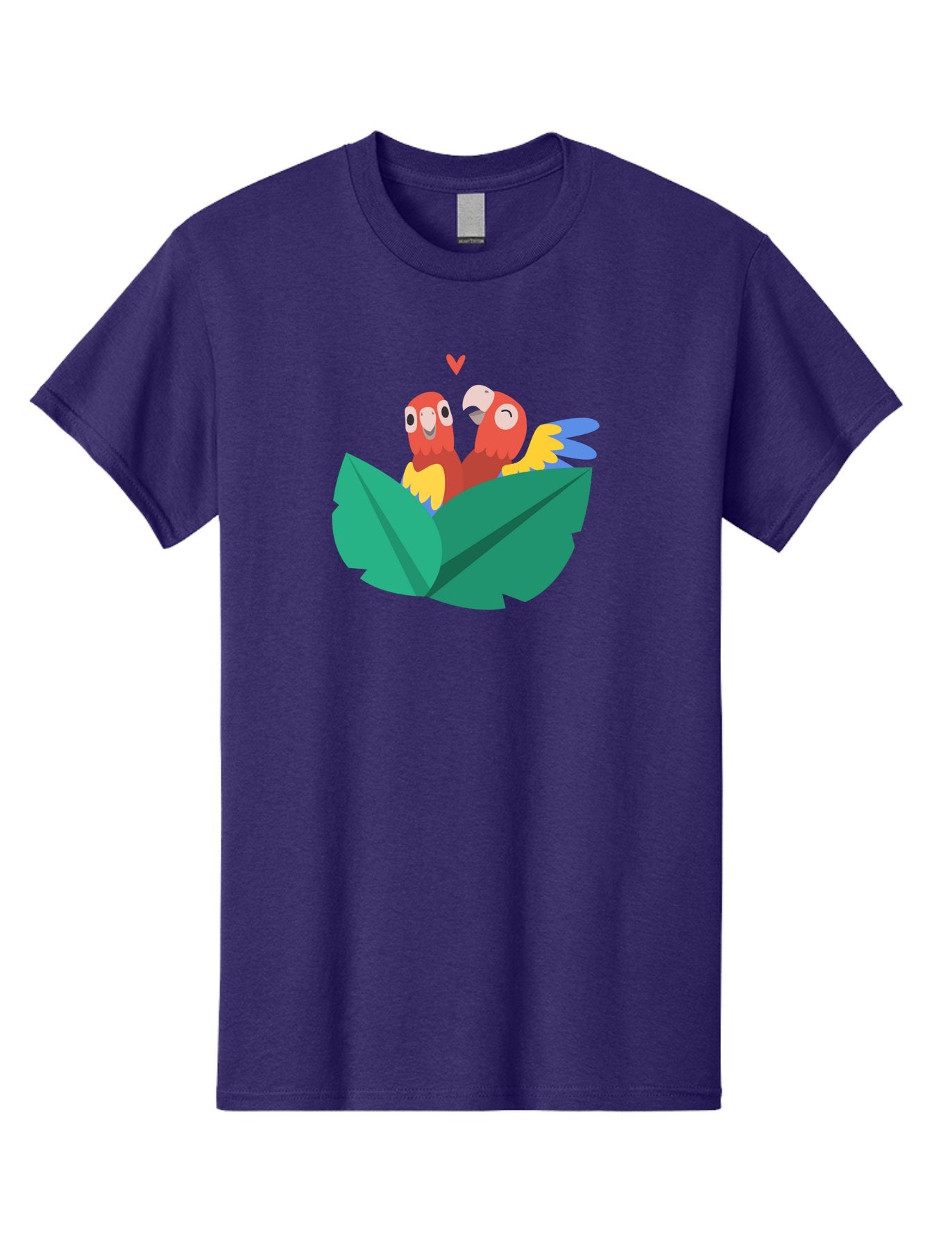 Lovebirds-Parrots Men'S Graphic Tee, 100% Cotton, Comfortable Casual Summer Wear, Machine Washable, Two Parrots, Red Parrots, Yellow And Blue Wings, Love Birds, Cartoon Parrots, Parrot Couple, Parrot Love, Bird Lovers Aab837 15