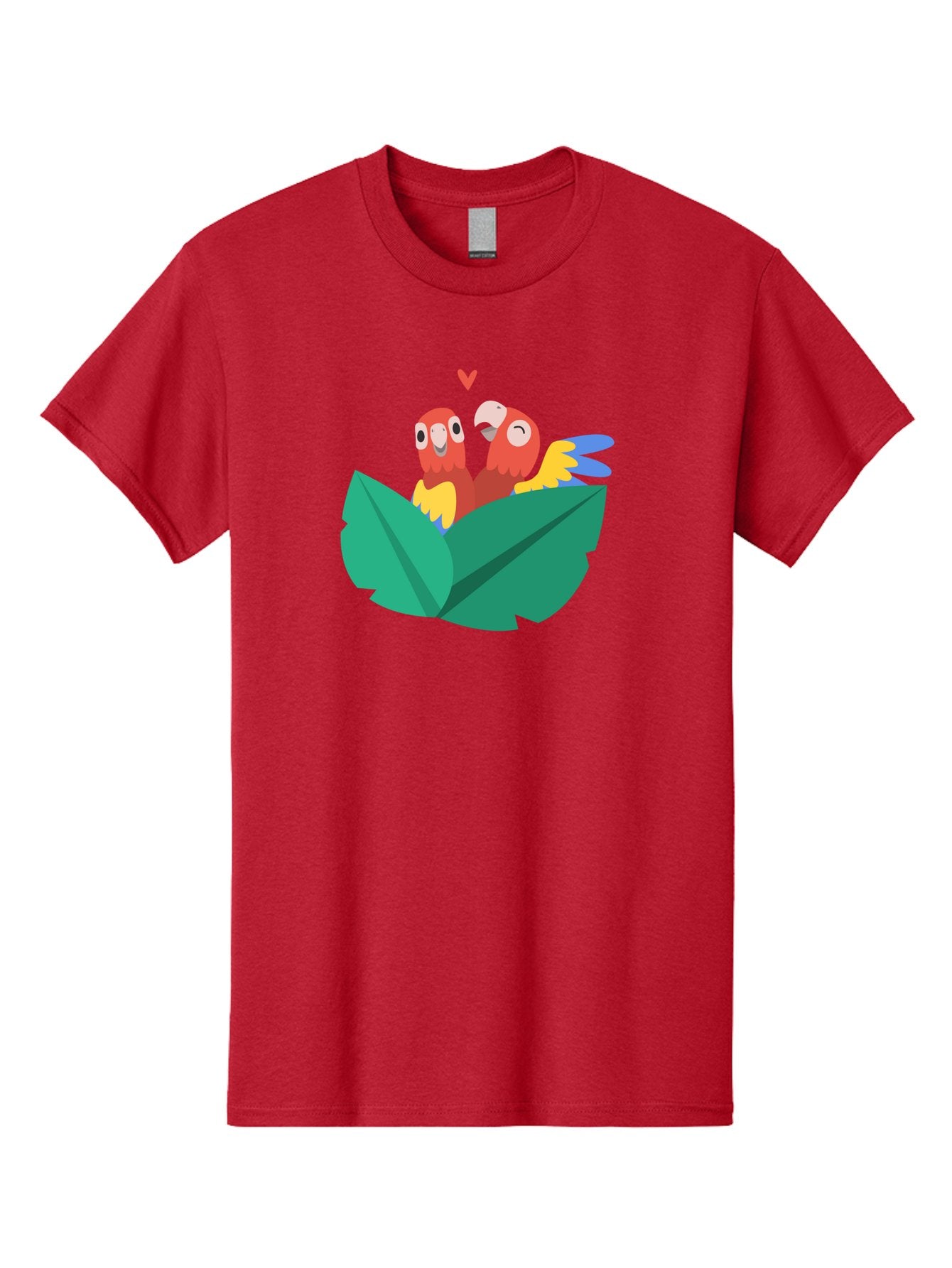 Lovebirds-Parrots Men'S Graphic Tee, 100% Cotton, Comfortable Casual Summer Wear, Machine Washable, Two Parrots, Red Parrots, Yellow And Blue Wings, Love Birds, Cartoon Parrots, Parrot Couple, Parrot Love, Bird Lovers Aab837 10