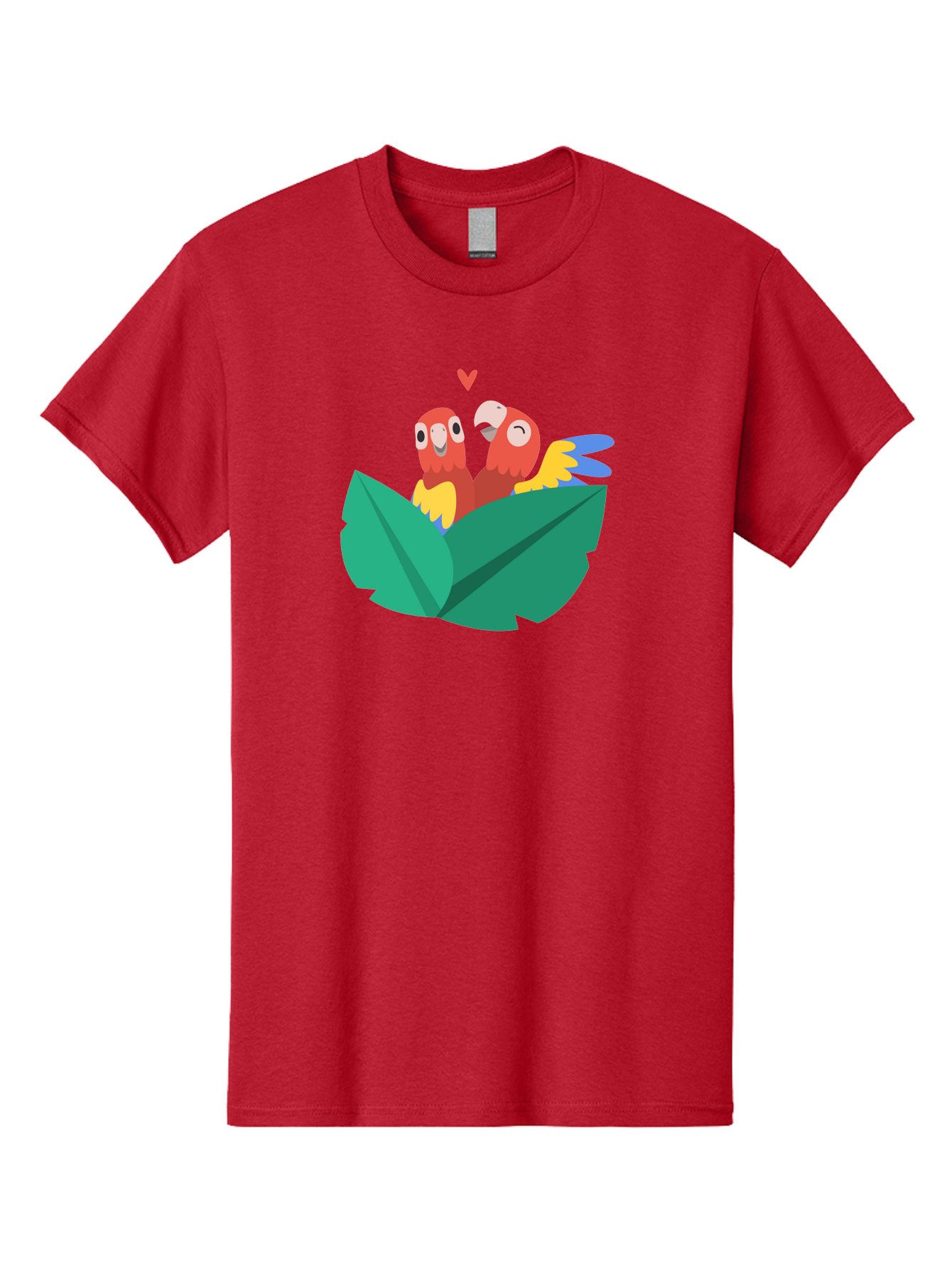 Lovebirds-Parrots Men'S Graphic Tee, 100% Cotton, Comfortable Casual Summer Wear, Machine Washable, Two Parrots, Red Parrots, Yellow And Blue Wings, Love Birds, Cartoon Parrots, Parrot Couple, Parrot Love, Bird Lovers Aab837 27