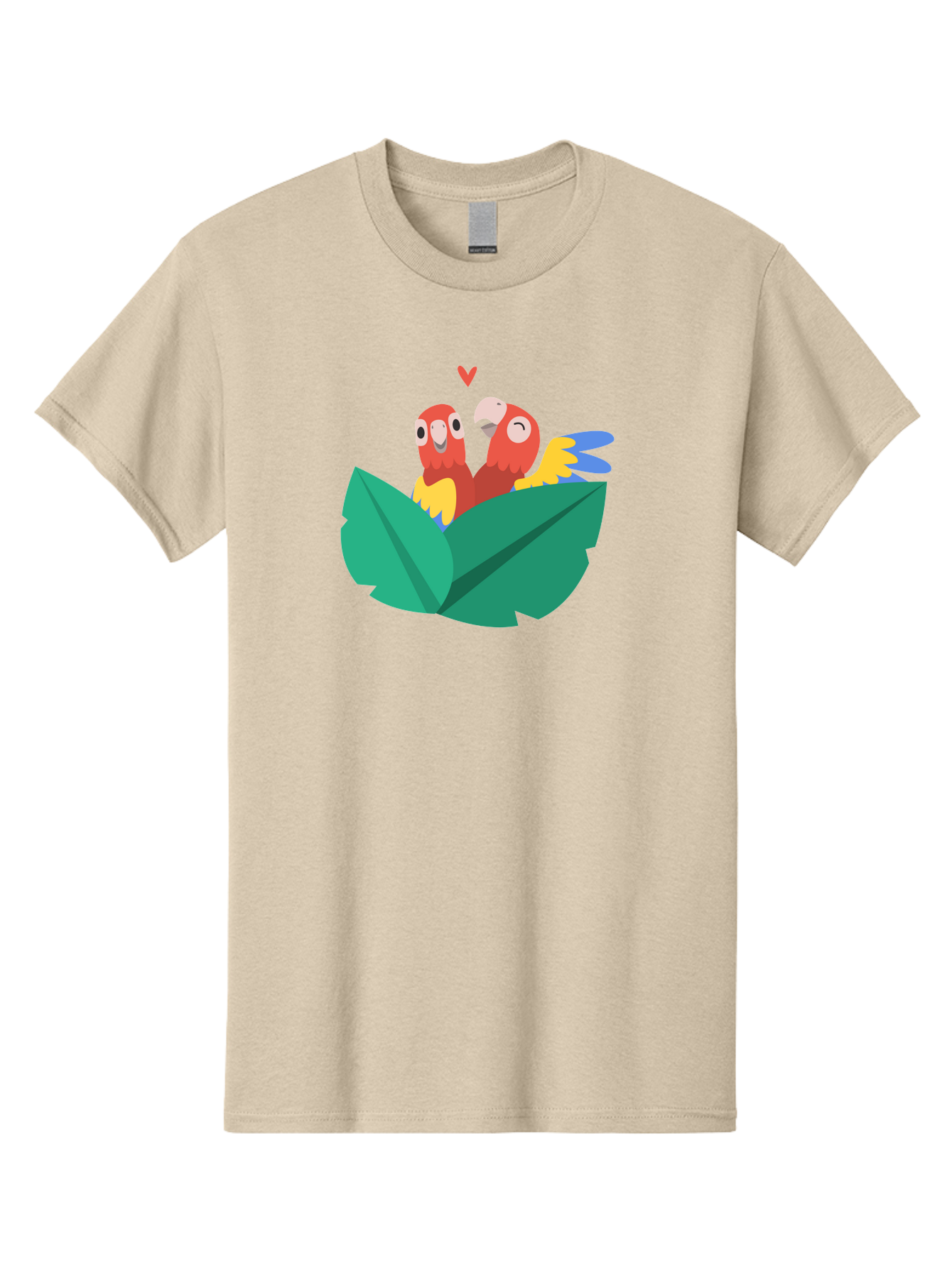 Lovebirds-Parrots Men'S Graphic Tee, 100% Cotton, Comfortable Casual Summer Wear, Machine Washable, Two Parrots, Red Parrots, Yellow And Blue Wings, Love Birds, Cartoon Parrots, Parrot Couple, Parrot Love, Bird Lovers Aab837 29