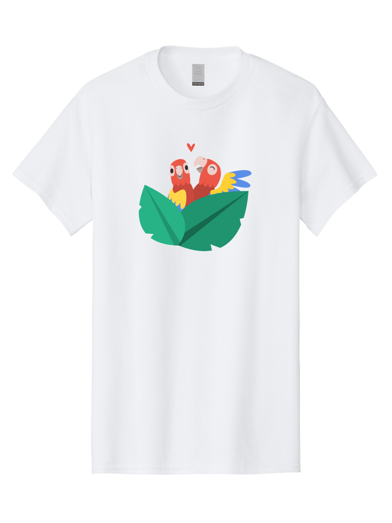 Lovebirds-Parrots Men'S Graphic Tee, 100% Cotton, Comfortable Casual Summer Wear, Machine Washable, Two Parrots, Red Parrots, Yellow And Blue Wings, Love Birds, Cartoon Parrots, Parrot Couple, Parrot Love, Bird Lovers Aab837 23
