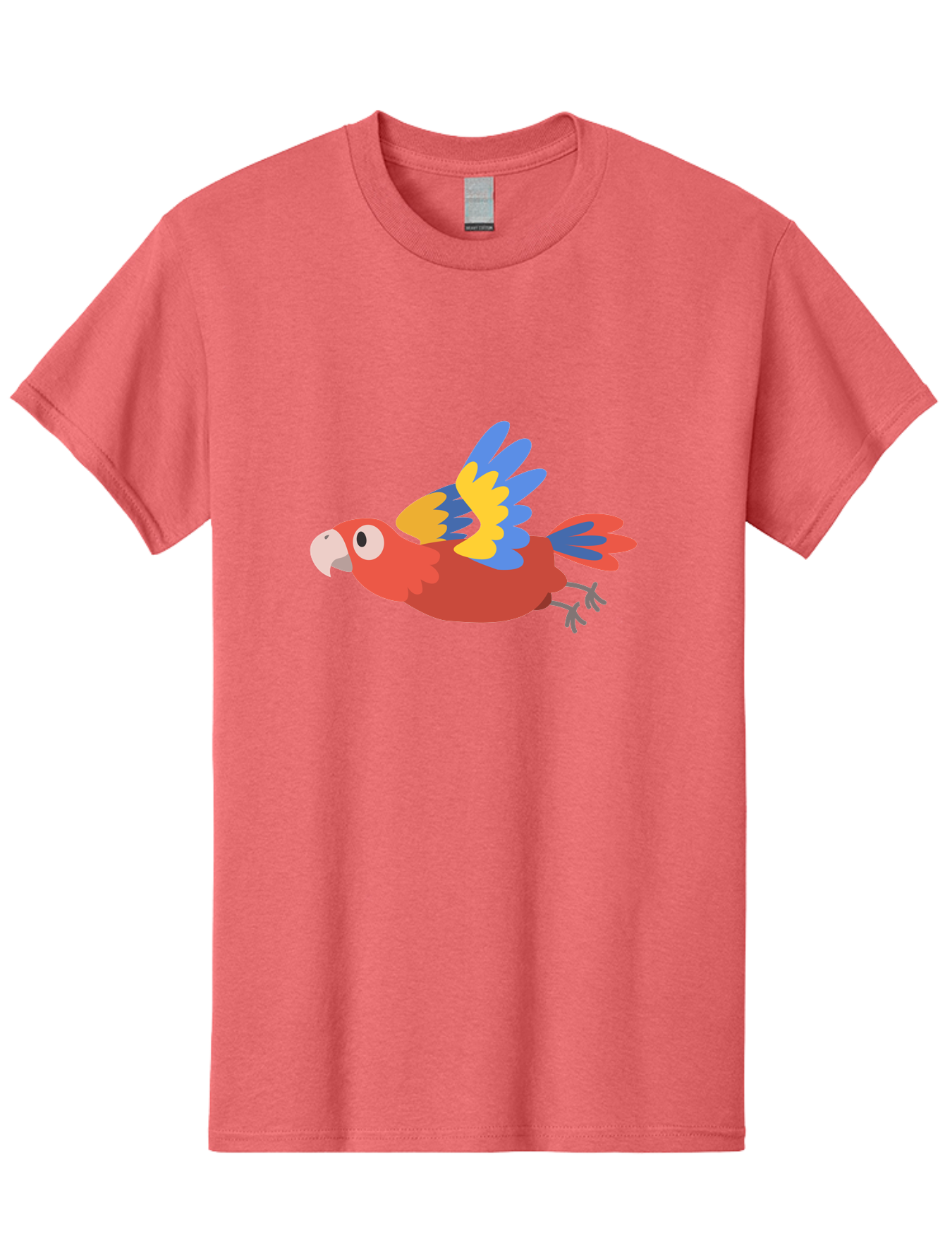 Macaw-1 Men'S Graphic Tee, 100% Cotton, Comfortable Casual Summer Wear, Machine Washable, Red, Blue And Yellow Macaw, Colorful Parrot, Vibrant Plumage, Tropical Bird, Cartoon Style, Flying Macaw, Parrot Illustration Aab838 13