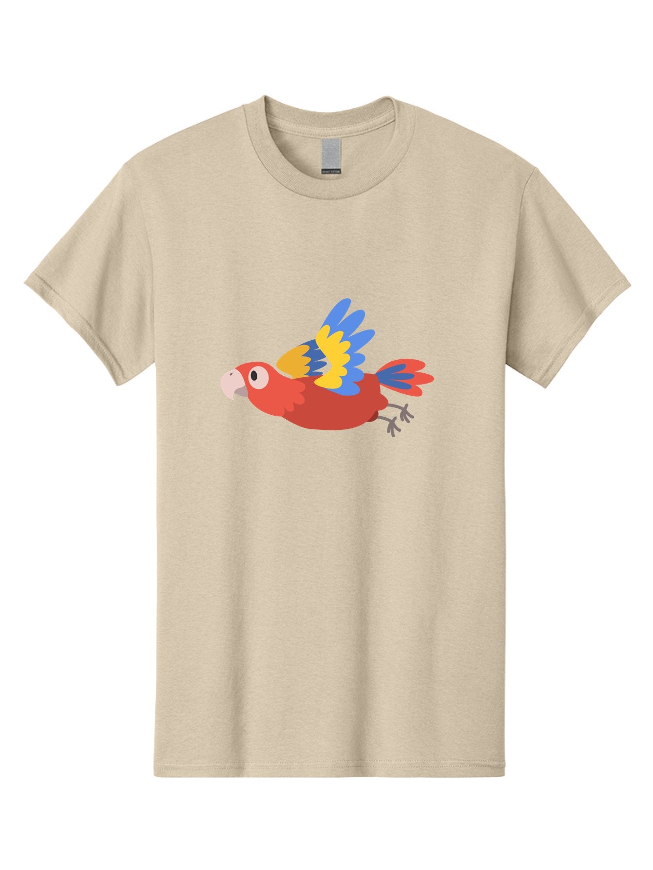 Macaw-1 Men'S Graphic Tee, 100% Cotton, Comfortable Casual Summer Wear, Machine Washable, Red, Blue And Yellow Macaw, Colorful Parrot, Vibrant Plumage, Tropical Bird, Cartoon Style, Flying Macaw, Parrot Illustration Aab838 4