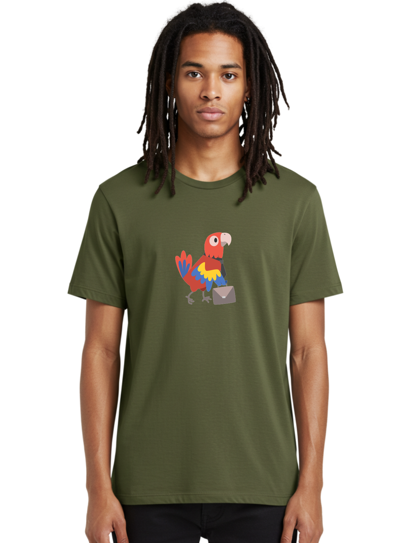 Macaw-Mail Men'S Graphic Tee, 100% Cotton, Comfortable Casual Summer Wear, Machine Washable, Colorful Parrot, Vibrant Plumage, Cartoon-Style, Mail Delivery, Parrot With Envelope, Tropical Bird, Illustration, Letter Delivery Aab839 22