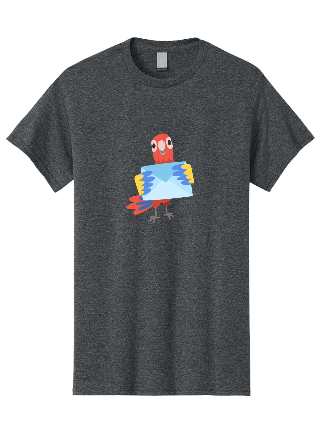 Mail-Parrot Men'S Graphic Tee, 100% Cotton, Comfortable Casual Summer Wear, Machine Washable, Colorful Cartoon Parrot, Red And Blue Bird, Email Symbol, Envelope Icon, Vibrant Plumage, Playful Illustration, Bird Holding Letter Aab841 10
