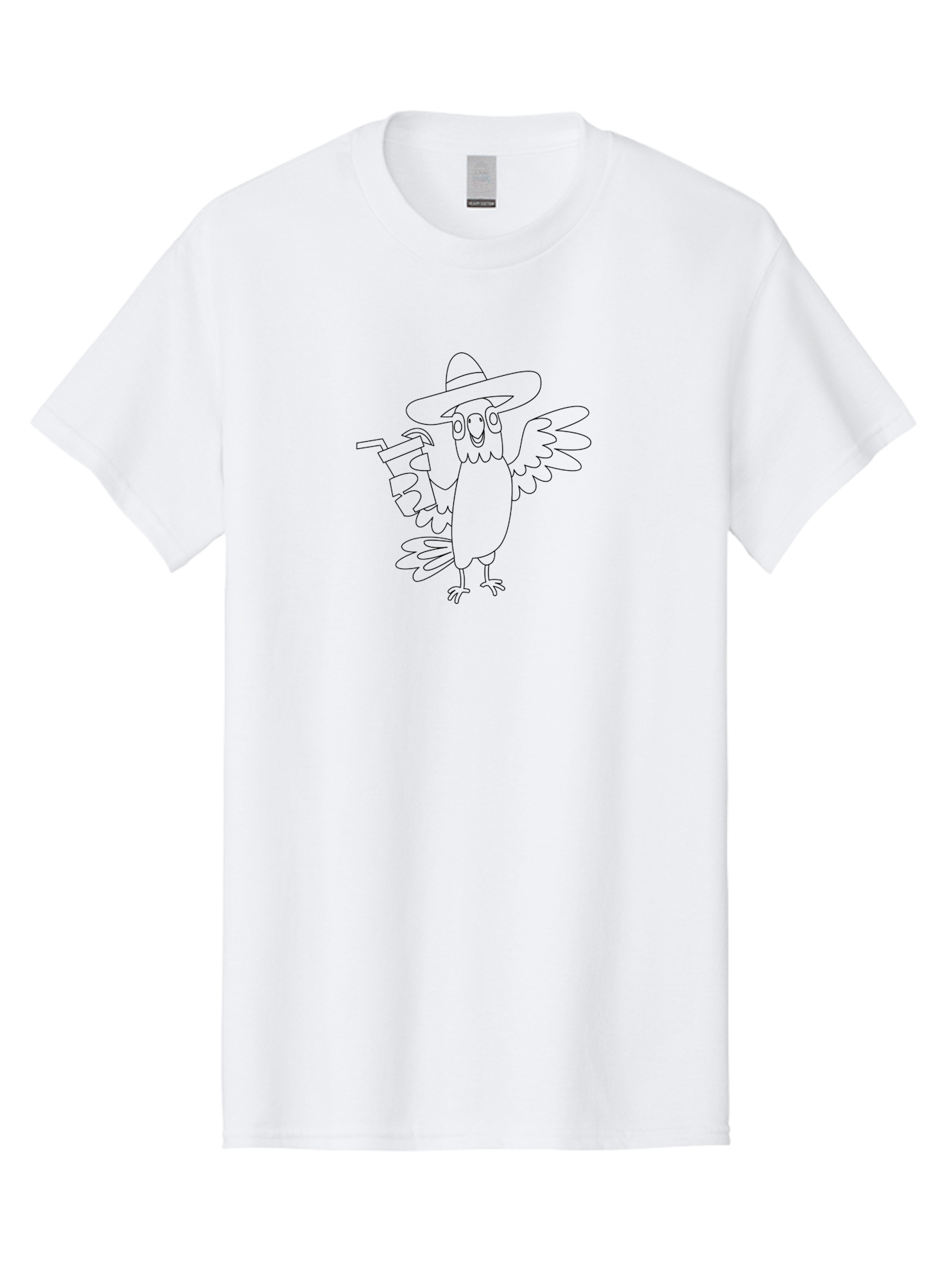 Owl-Drinking-From-A-Cup Men'S Graphic Tee, 100% Cotton, Comfortable Casual Summer Wear, Machine Washable, Cartoon Owl, Owl Wearing Hat, Funny Animal, Drink With Straw, Owl Illustration, Simple Line Art, Whimsical Character, Humorous Design, Aab842 21