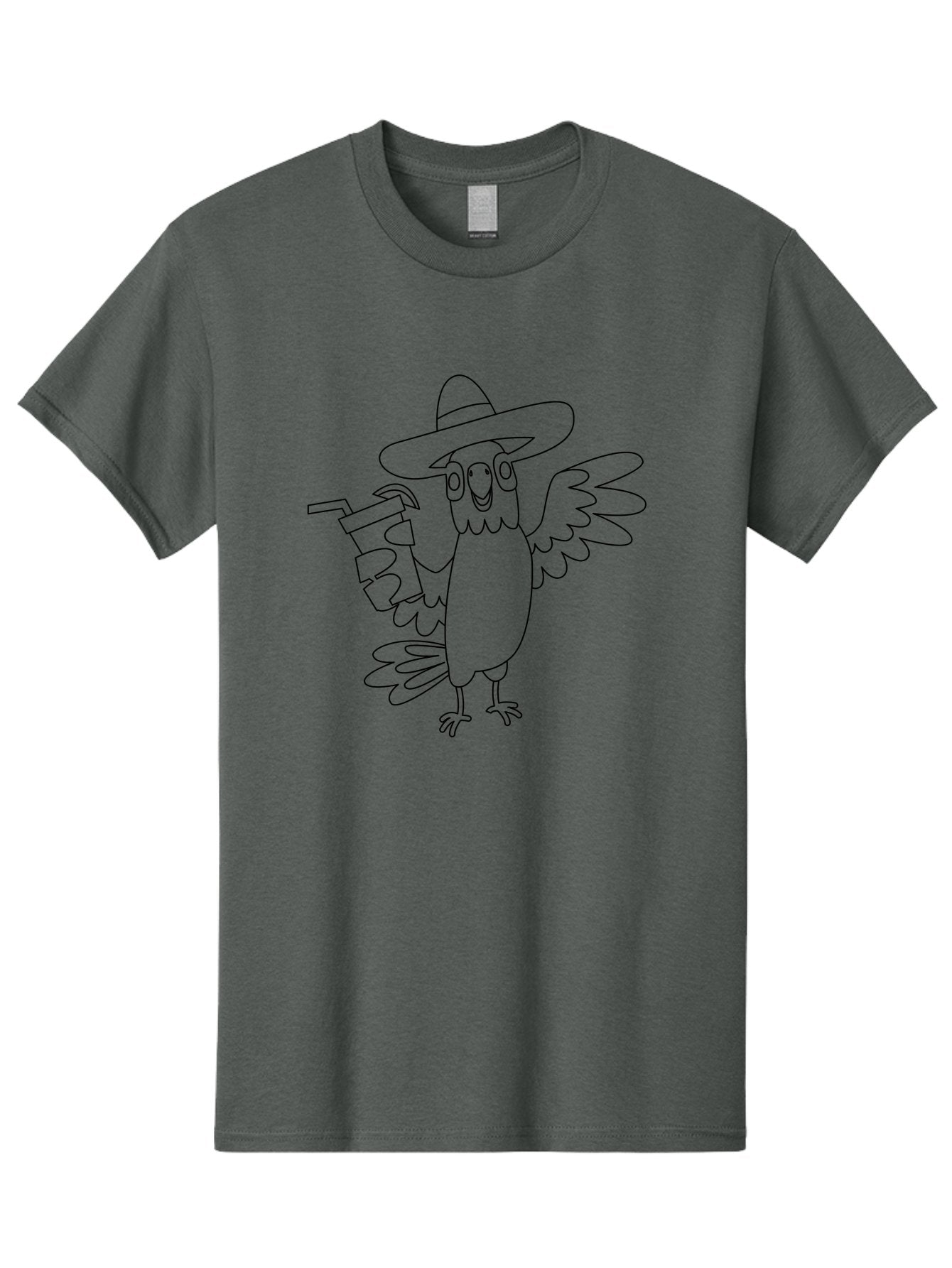 Owl-Drinking Men'S Graphic Tee, 100% Cotton, Comfortable Casual Summer Wear, Machine Washable, Funny Crow, Crow Illustration, Cartoonish Style, Character Design, Quirky Art, Bird With Hat, Drink In Hand, Whimsical, Stylized Art Aab843 4