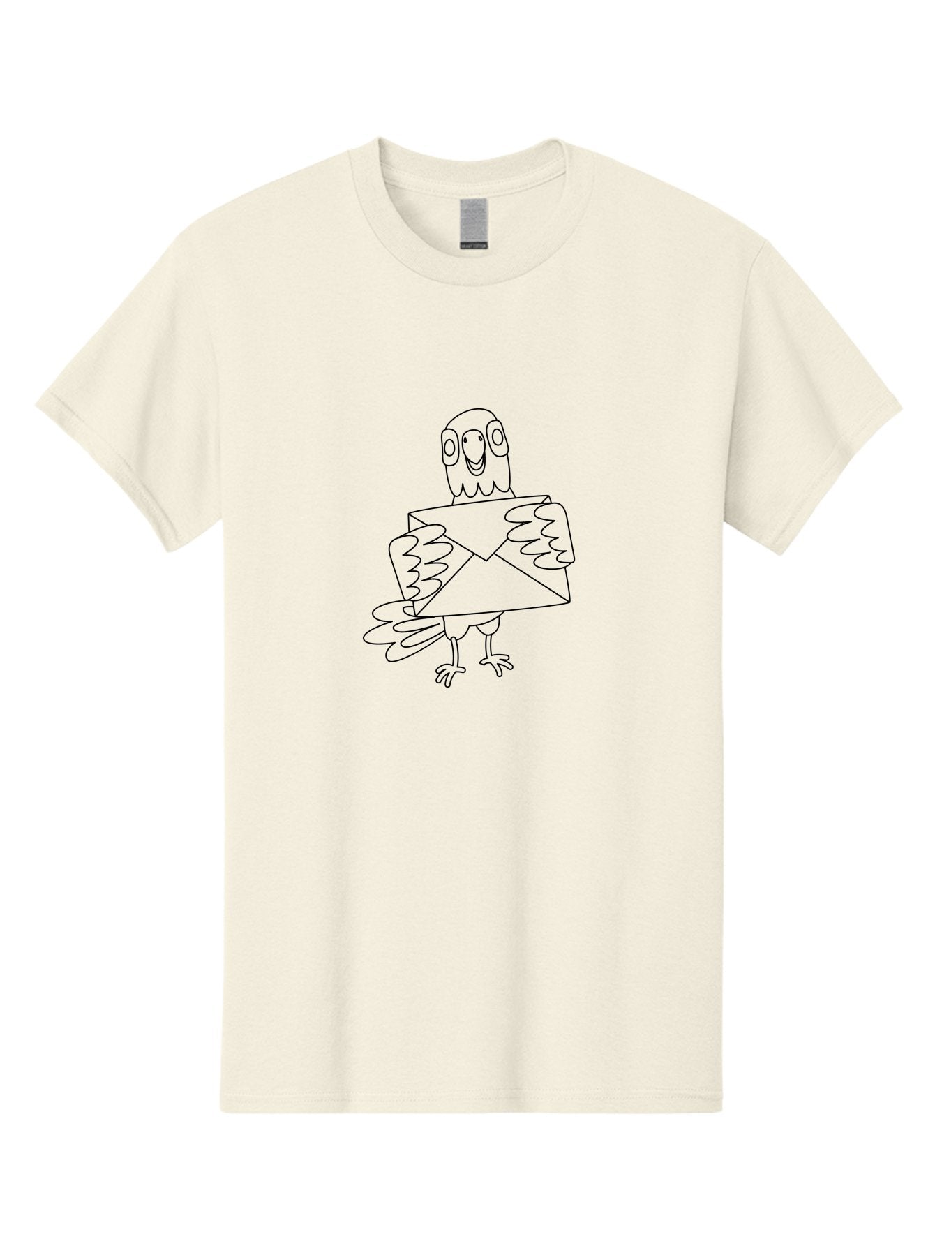 Owl-Holding-Envelope Men'S Graphic Tee, 100% Cotton, Comfortable Casual Summer Wear, Machine Washable, Cartoon Parrot, Envelope Delivery, Happy Bird, Quirky Illustration, Mail Service, Funny Animal, Simple Design, Cute Character, Aab844 6