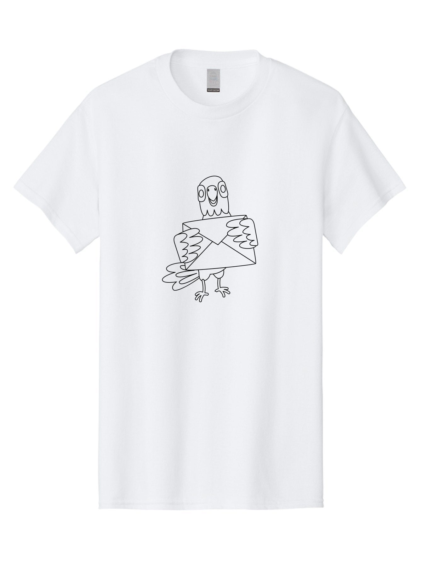 Owl-Holding-Envelope Men'S Graphic Tee, 100% Cotton, Comfortable Casual Summer Wear, Machine Washable, Cartoon Parrot, Envelope Delivery, Happy Bird, Quirky Illustration, Mail Service, Funny Animal, Simple Design, Cute Character, Aab844 5