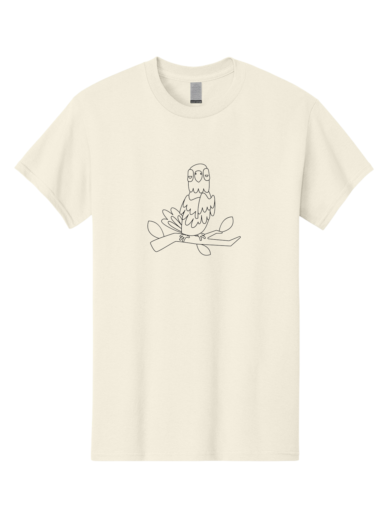 Owl-On-Branch Men'S Graphic Tee, 100% Cotton, Comfortable Casual Summer Wear, Machine Washable, Owl Perched On Tree Branch, Line Art Illustration, Simple Design, Cute Owl, Wildlife Art, Bird On Branch, Nature-Themed Graphics, Aab846 3