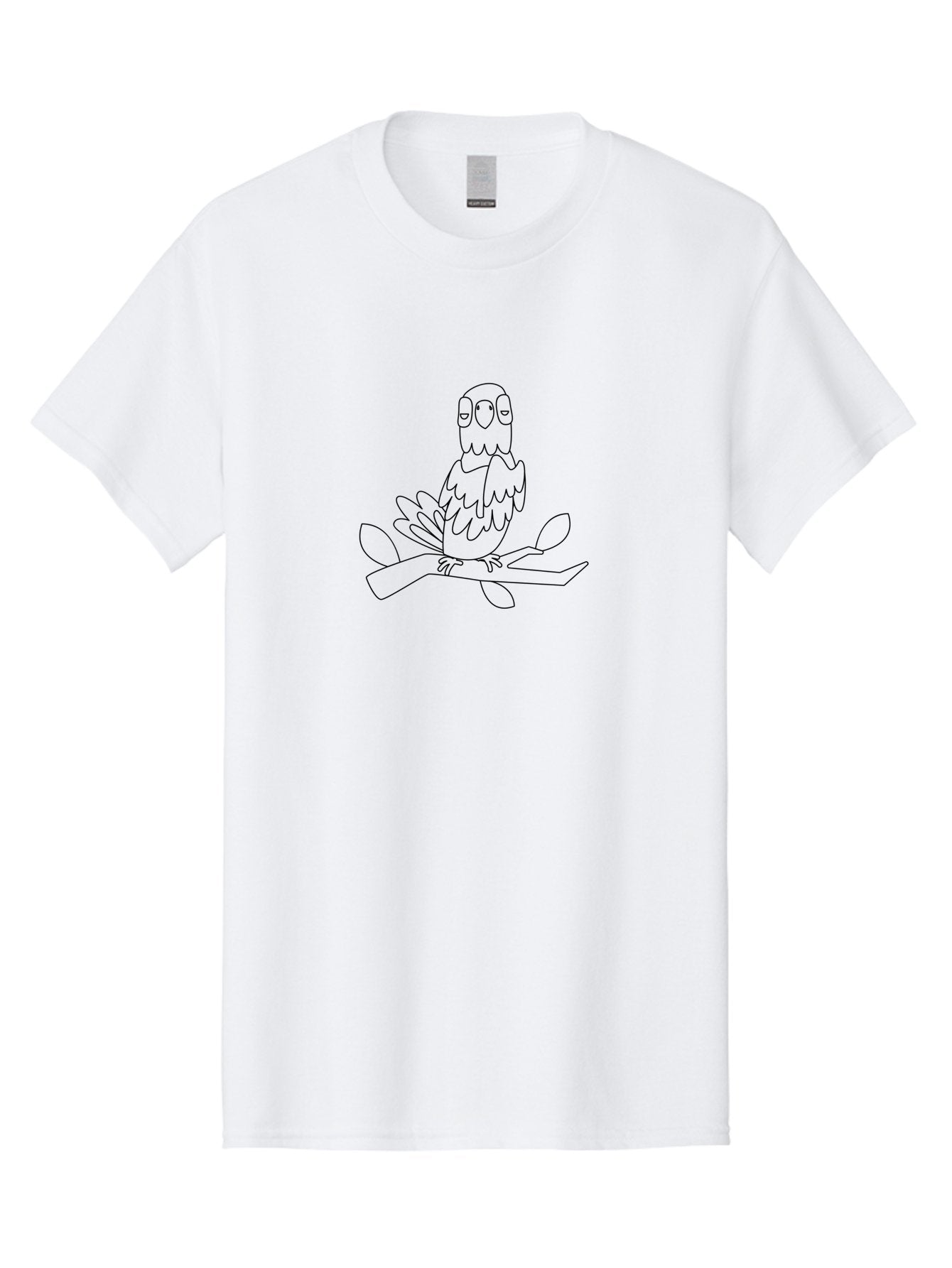 Owl-On-Branch Men'S Graphic Tee, 100% Cotton, Comfortable Casual Summer Wear, Machine Washable, Owl Perched On Tree Branch, Line Art Illustration, Simple Design, Cute Owl, Wildlife Art, Bird On Branch, Nature-Themed Graphics, Aab846