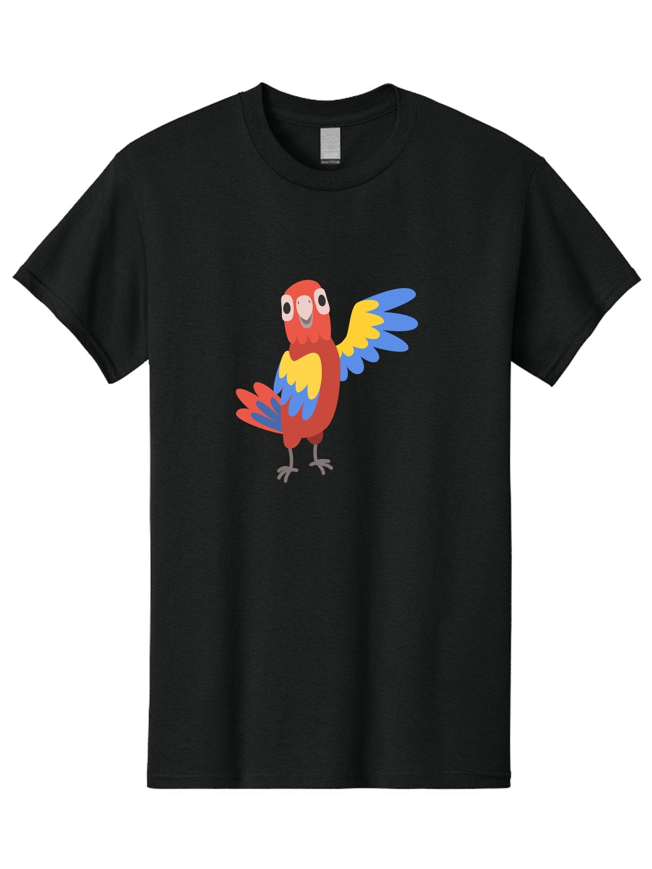 Parrot-1 Men'S Graphic Tee, 100% Cotton, Comfortable Casual Summer Wear, Machine Washable, Colorful Parrot, Cartoon Bird, Vibrant Red, Yellow, Blue Hues, Playful Wings, Happy Expression, Animated Character, Whimsical Design, Quirky Style Aab847 11