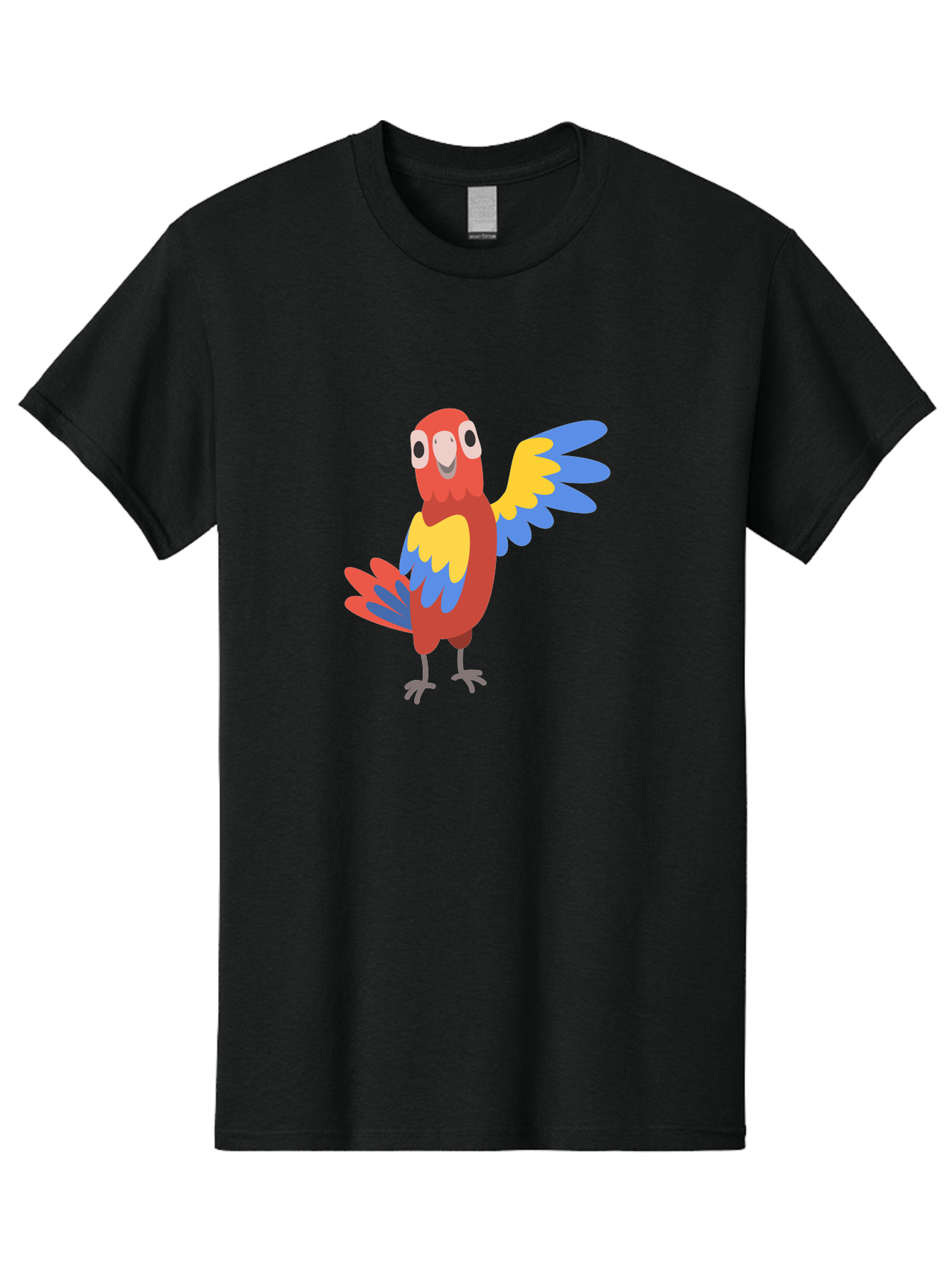 Parrot-1 Men'S Graphic Tee, 100% Cotton, Comfortable Casual Summer Wear, Machine Washable, Colorful Parrot, Cartoon Bird, Vibrant Red, Yellow, Blue Hues, Playful Wings, Happy Expression, Animated Character, Whimsical Design, Quirky Style Aab847 7