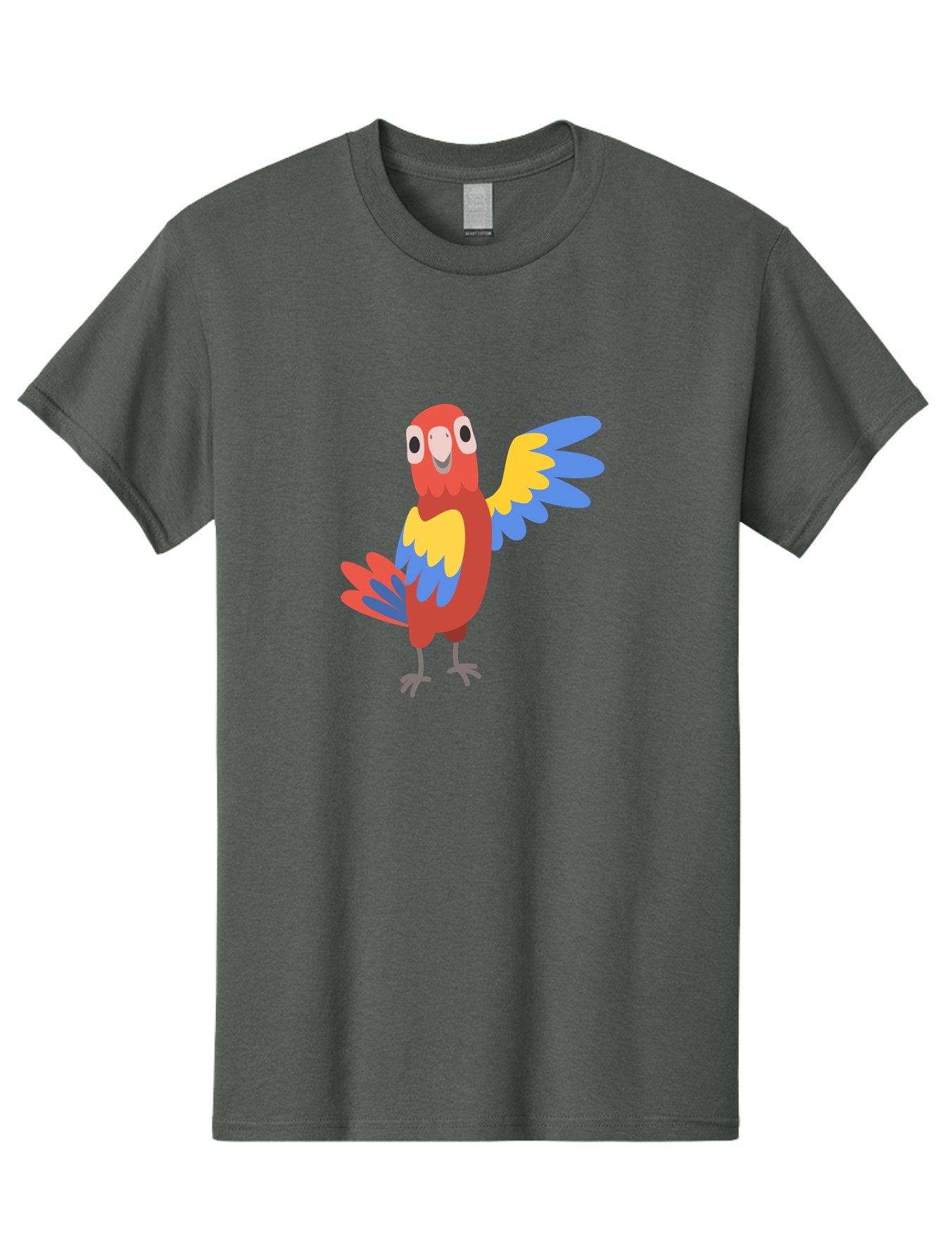 Parrot-1 Men'S Graphic Tee, 100% Cotton, Comfortable Casual Summer Wear, Machine Washable, Colorful Parrot, Cartoon Bird, Vibrant Red, Yellow, Blue Hues, Playful Wings, Happy Expression, Animated Character, Whimsical Design, Quirky Style Aab847 6
