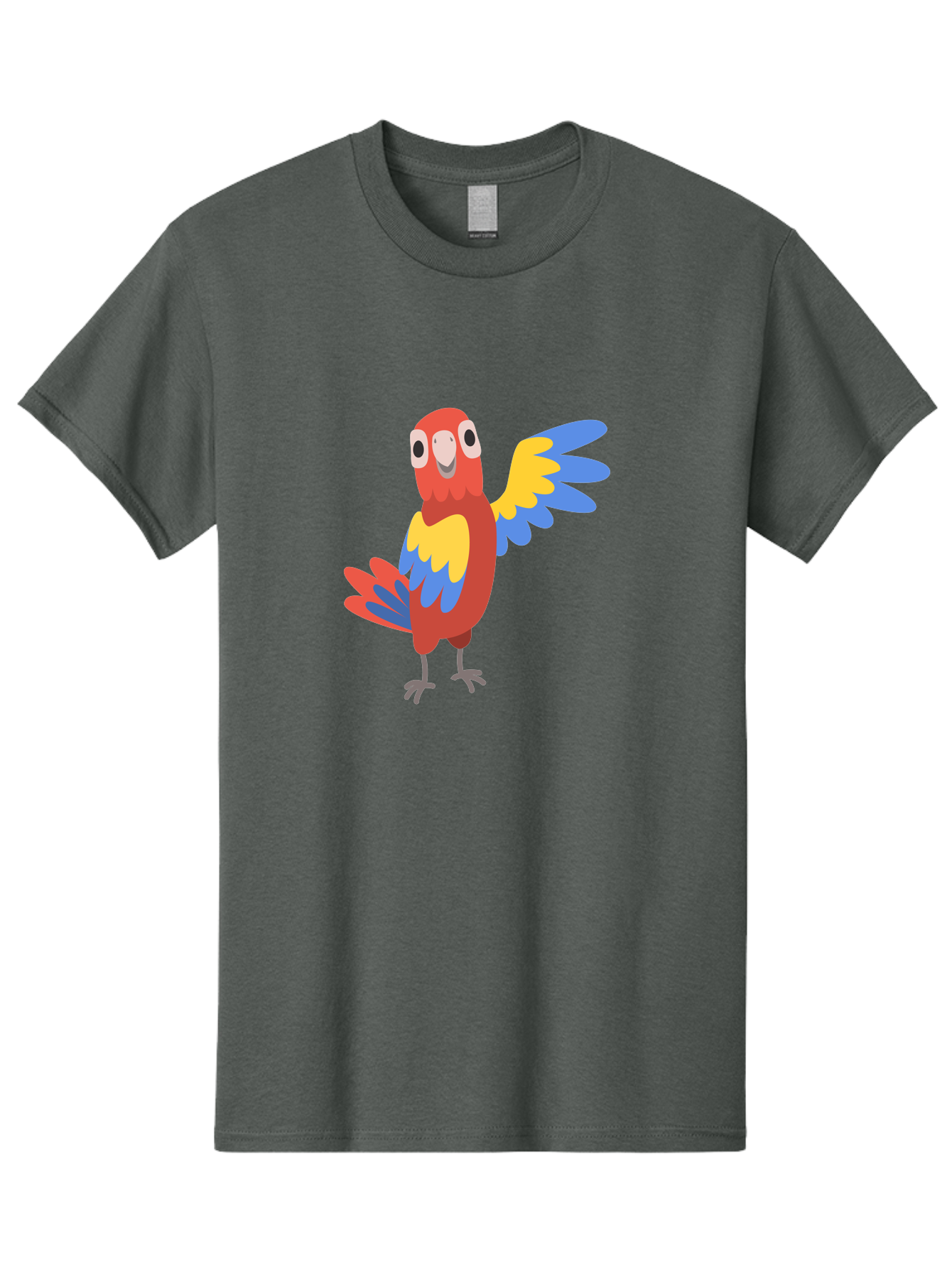 Parrot-1 Men'S Graphic Tee, 100% Cotton, Comfortable Casual Summer Wear, Machine Washable, Colorful Parrot, Cartoon Bird, Vibrant Red, Yellow, Blue Hues, Playful Wings, Happy Expression, Animated Character, Whimsical Design, Quirky Style Aab847 13