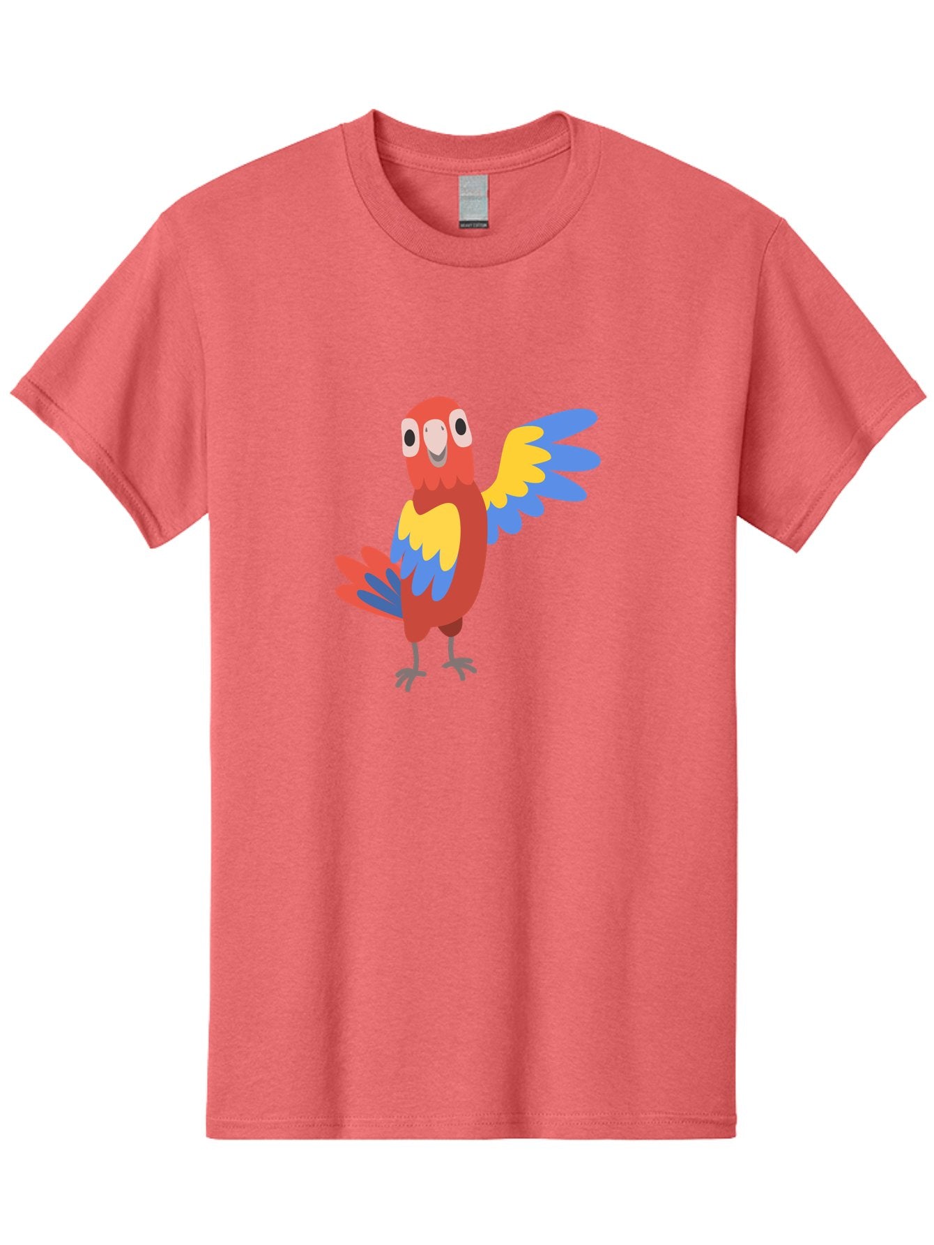 Parrot-1 Men'S Graphic Tee, 100% Cotton, Comfortable Casual Summer Wear, Machine Washable, Colorful Parrot, Cartoon Bird, Vibrant Red, Yellow, Blue Hues, Playful Wings, Happy Expression, Animated Character, Whimsical Design, Quirky Style Aab847 14