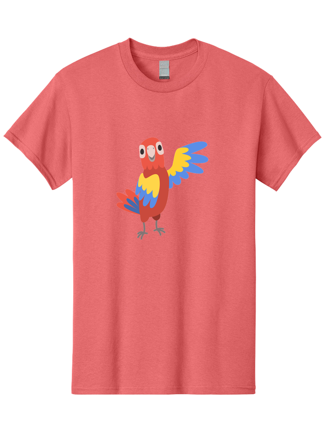 Parrot-1 Men'S Graphic Tee, 100% Cotton, Comfortable Casual Summer Wear, Machine Washable, Colorful Parrot, Cartoon Bird, Vibrant Red, Yellow, Blue Hues, Playful Wings, Happy Expression, Animated Character, Whimsical Design, Quirky Style Aab847 3