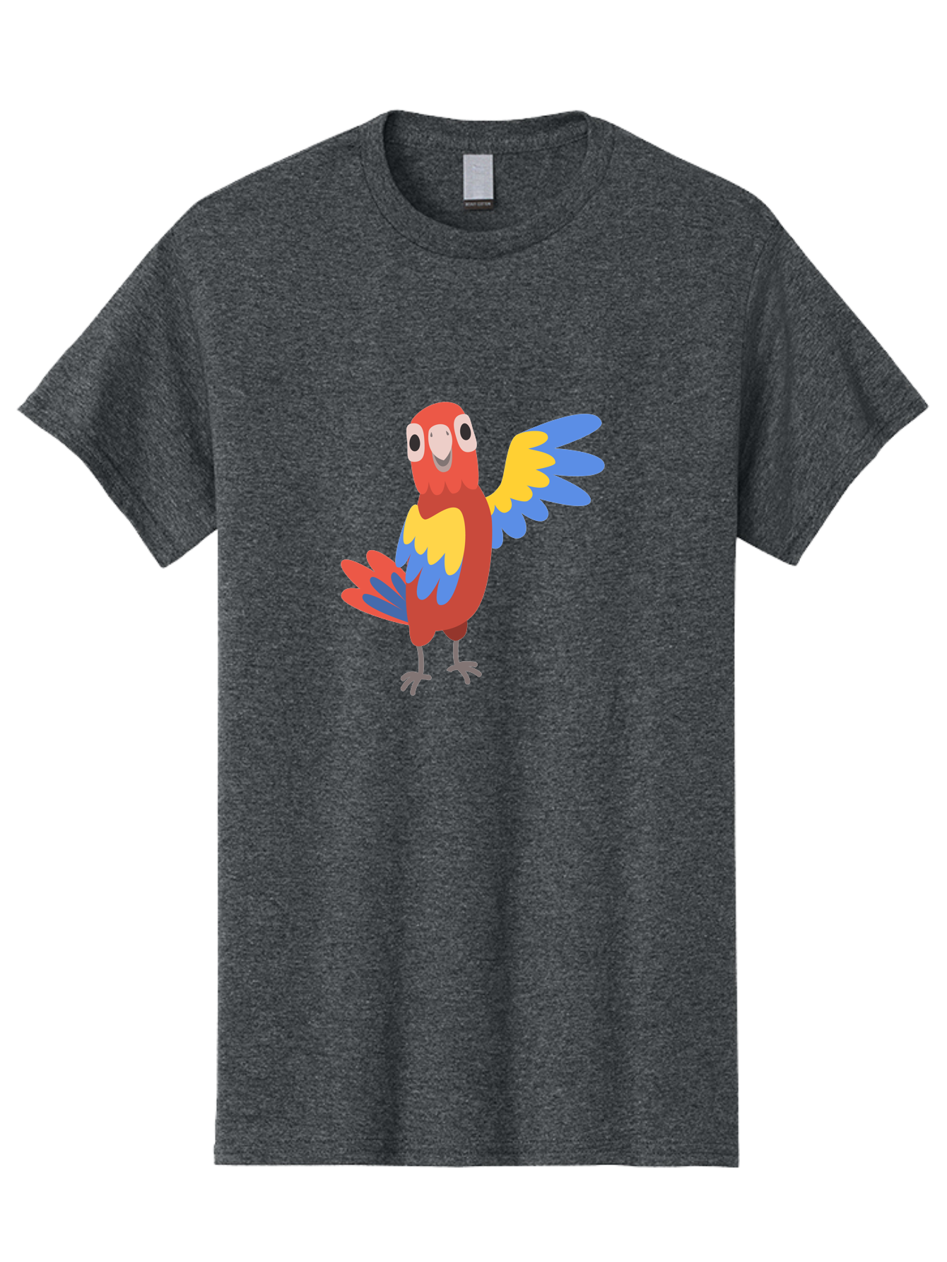 Parrot-1 Men'S Graphic Tee, 100% Cotton, Comfortable Casual Summer Wear, Machine Washable, Colorful Parrot, Cartoon Bird, Vibrant Red, Yellow, Blue Hues, Playful Wings, Happy Expression, Animated Character, Whimsical Design, Quirky Style Aab847 25