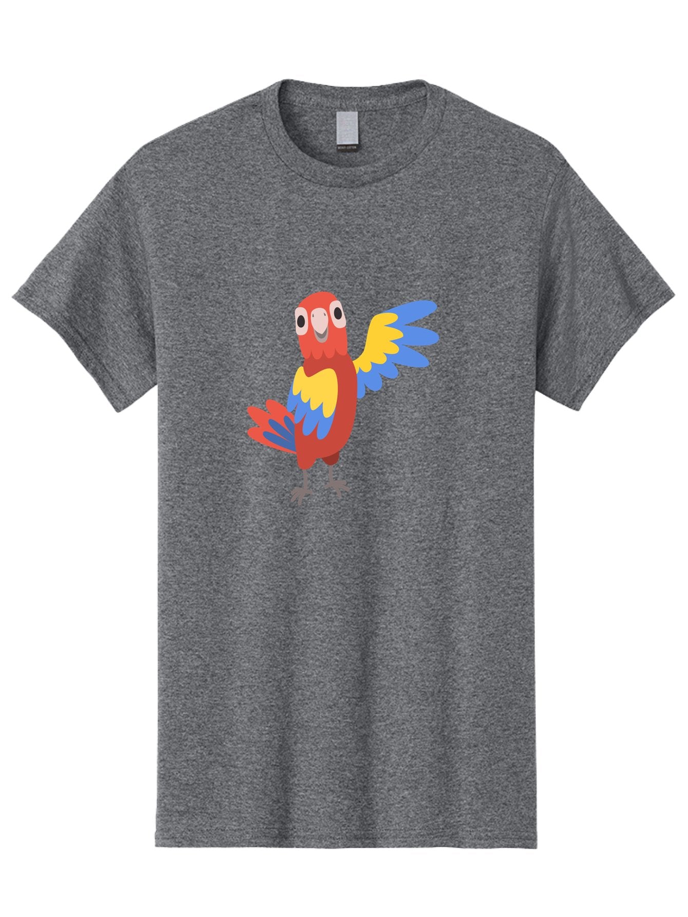 Parrot-1 Men'S Graphic Tee, 100% Cotton, Comfortable Casual Summer Wear, Machine Washable, Colorful Parrot, Cartoon Bird, Vibrant Red, Yellow, Blue Hues, Playful Wings, Happy Expression, Animated Character, Whimsical Design, Quirky Style Aab847 4