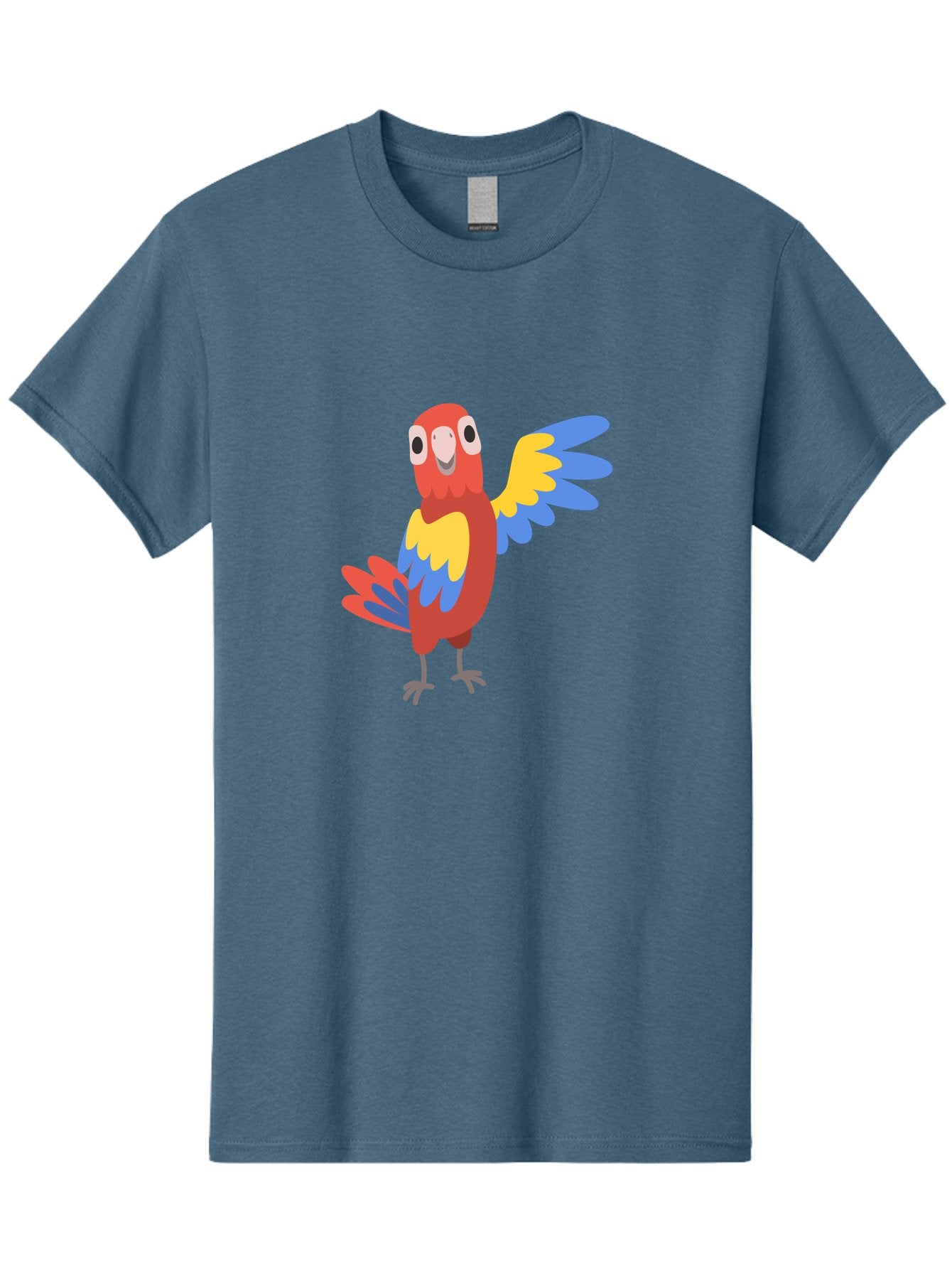 Parrot-1 Men'S Graphic Tee, 100% Cotton, Comfortable Casual Summer Wear, Machine Washable, Colorful Parrot, Cartoon Bird, Vibrant Red, Yellow, Blue Hues, Playful Wings, Happy Expression, Animated Character, Whimsical Design, Quirky Style Aab847 15