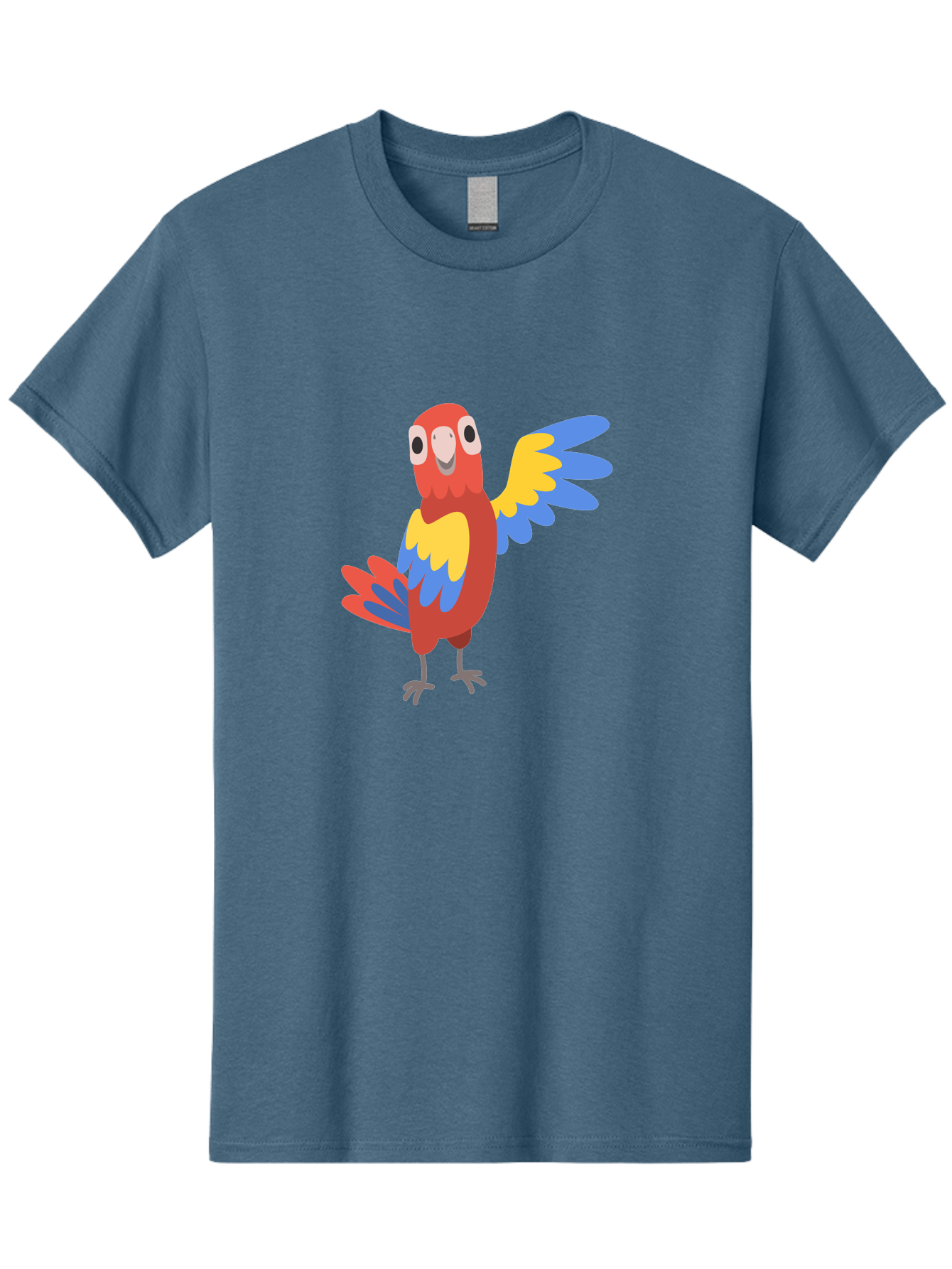 Parrot-1 Men'S Graphic Tee, 100% Cotton, Comfortable Casual Summer Wear, Machine Washable, Colorful Parrot, Cartoon Bird, Vibrant Red, Yellow, Blue Hues, Playful Wings, Happy Expression, Animated Character, Whimsical Design, Quirky Style Aab847