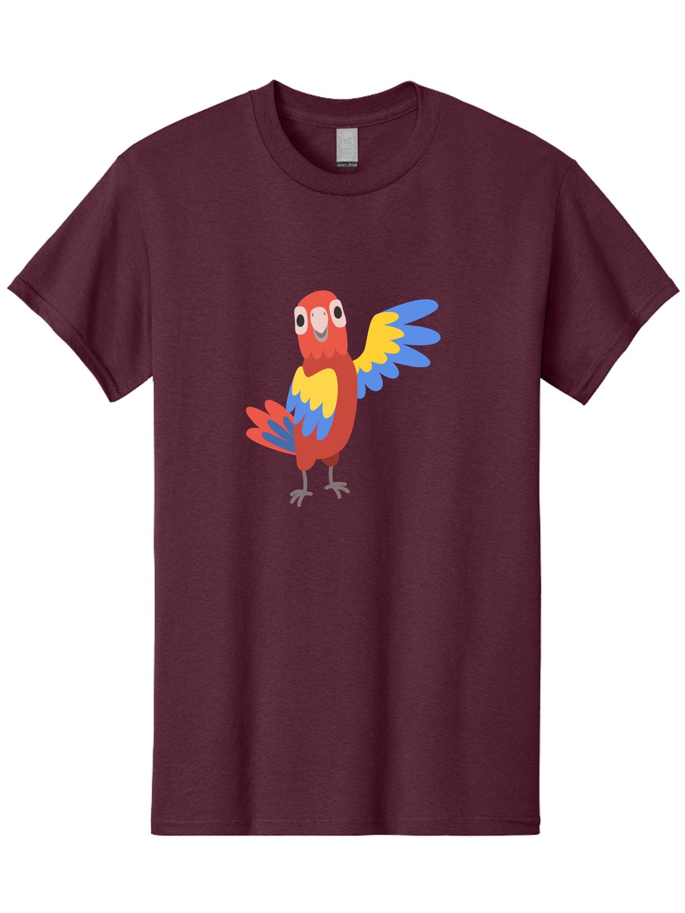 Parrot-1 Men'S Graphic Tee, 100% Cotton, Comfortable Casual Summer Wear, Machine Washable, Colorful Parrot, Cartoon Bird, Vibrant Red, Yellow, Blue Hues, Playful Wings, Happy Expression, Animated Character, Whimsical Design, Quirky Style Aab847 5
