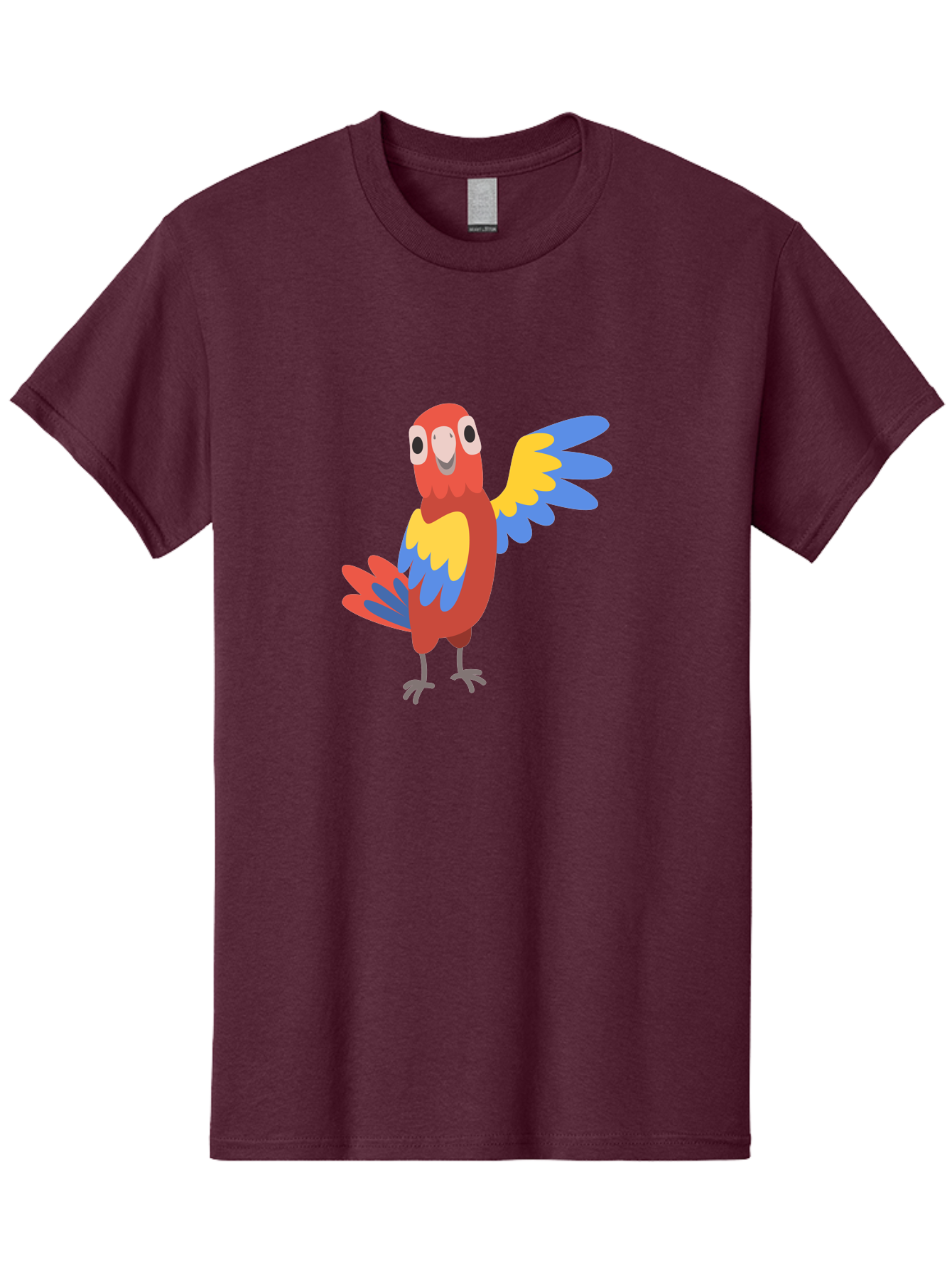 Parrot-1 Men'S Graphic Tee, 100% Cotton, Comfortable Casual Summer Wear, Machine Washable, Colorful Parrot, Cartoon Bird, Vibrant Red, Yellow, Blue Hues, Playful Wings, Happy Expression, Animated Character, Whimsical Design, Quirky Style Aab847 15